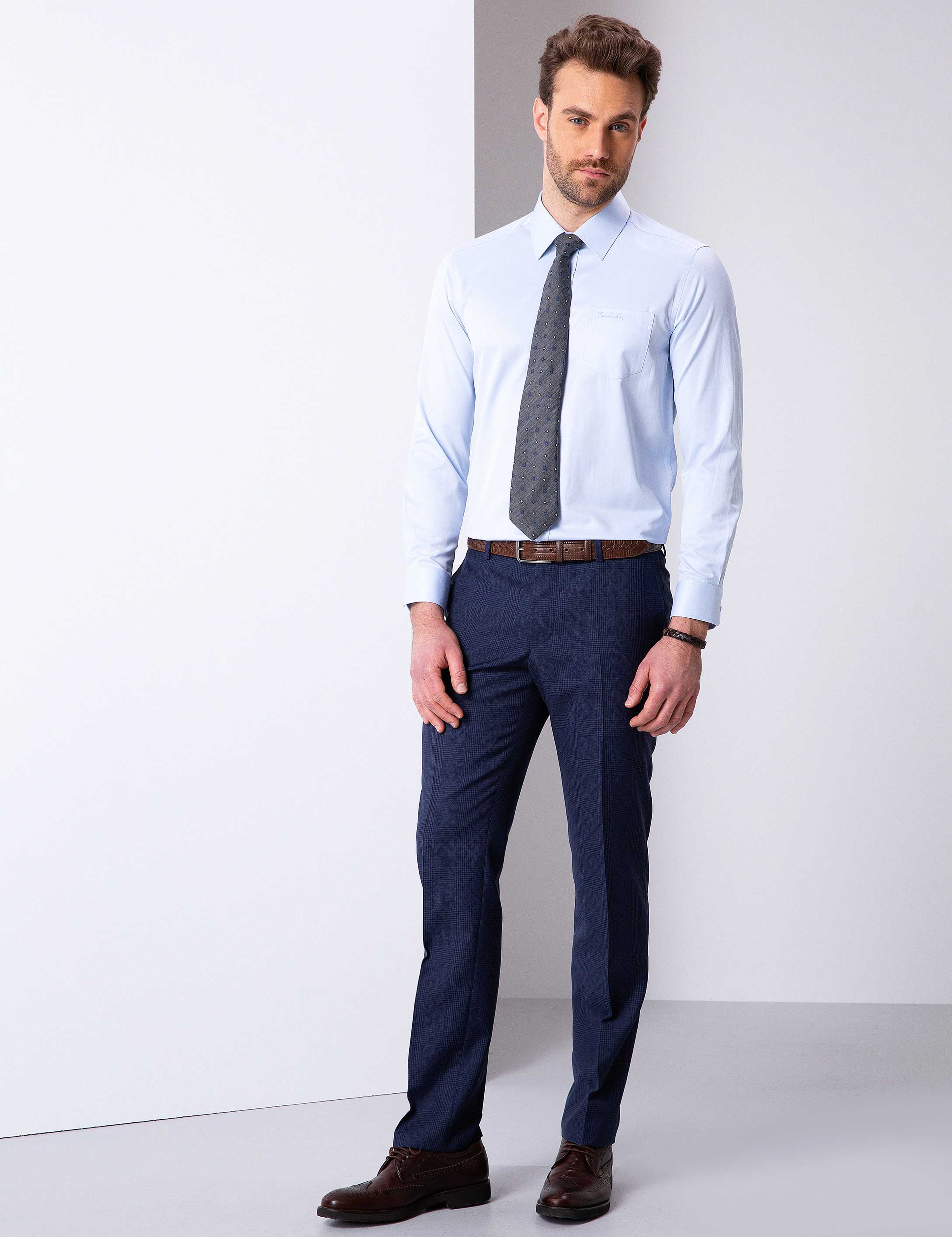 Açık Mavi Regular Fit Uzun Kollu Basic Gömlek - Image 2