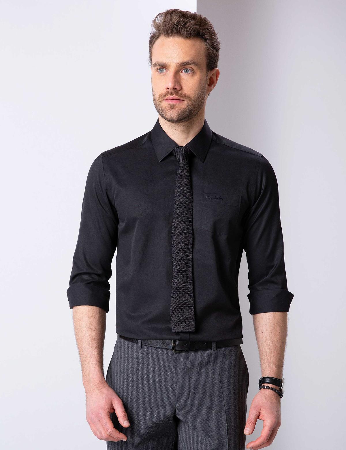 Siyah Regular Fit Basic Gömlek