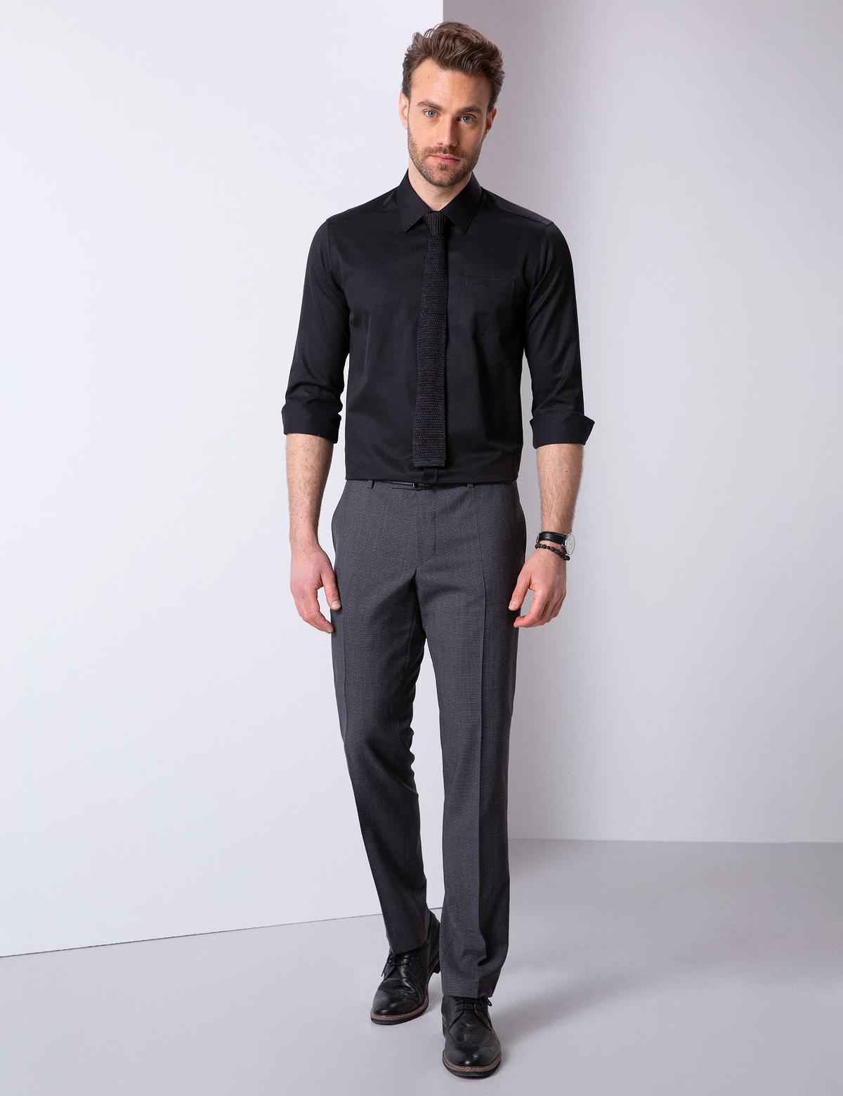 Siyah Regular Fit Basic Gömlek - 50204564014