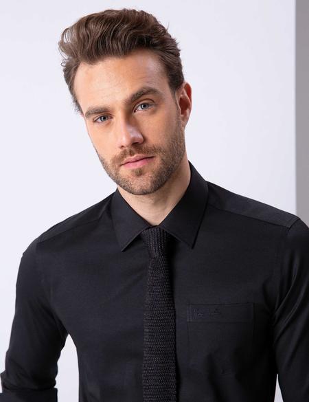 Siyah Regular Fit Basic Gömlek - 50204564014