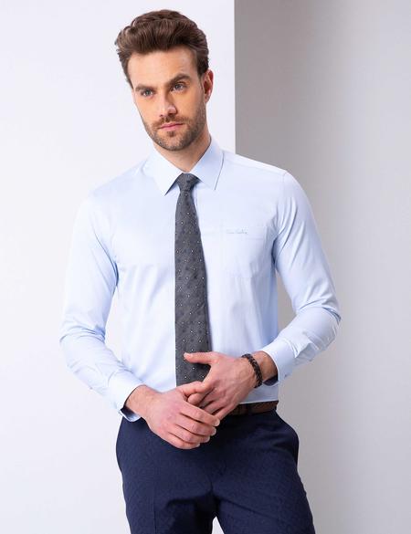 Açık Mavi Regular Fit Uzun Kollu Basic Gömlek - 50204564023