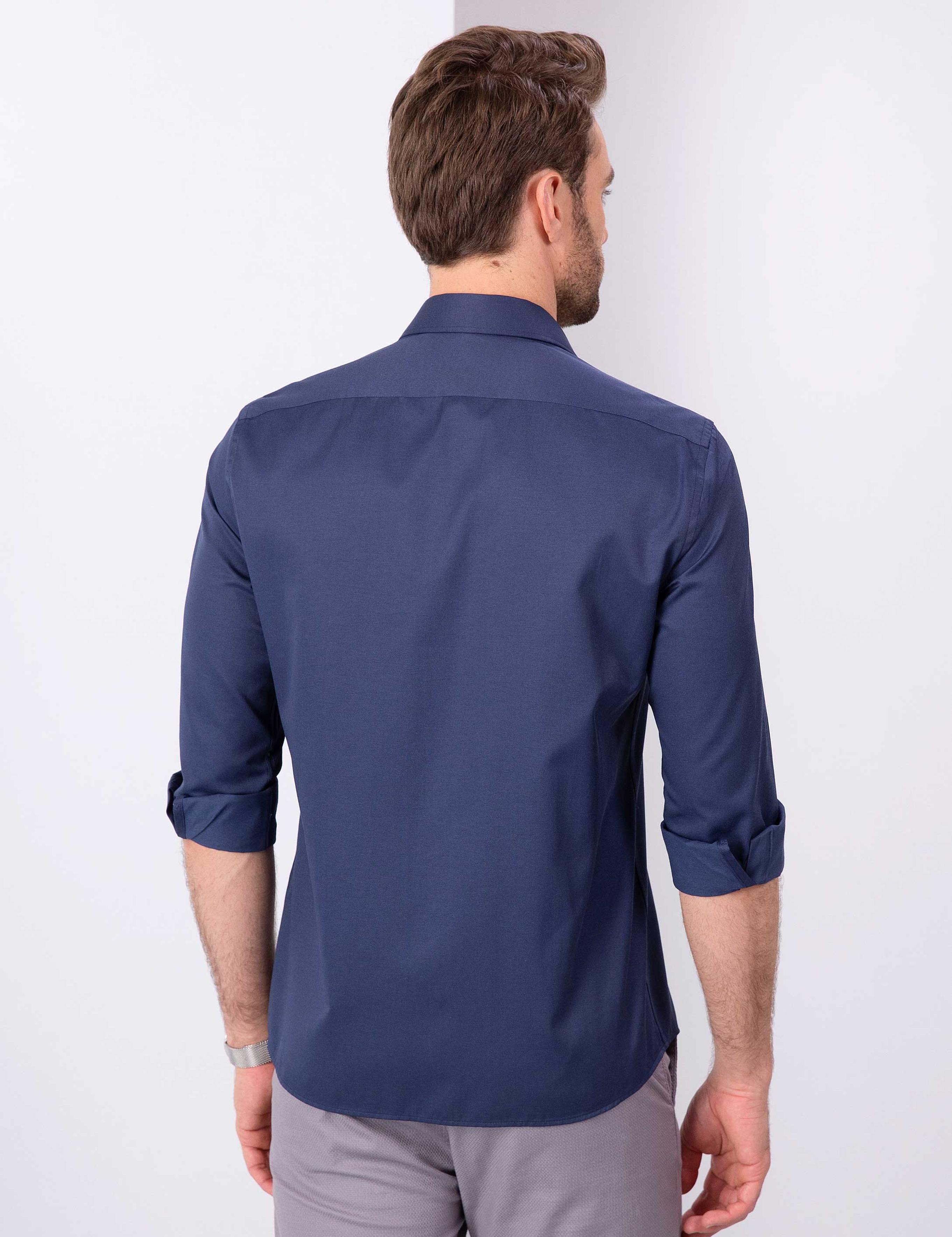 Lacivert Regular Fit Klasik Gömlek