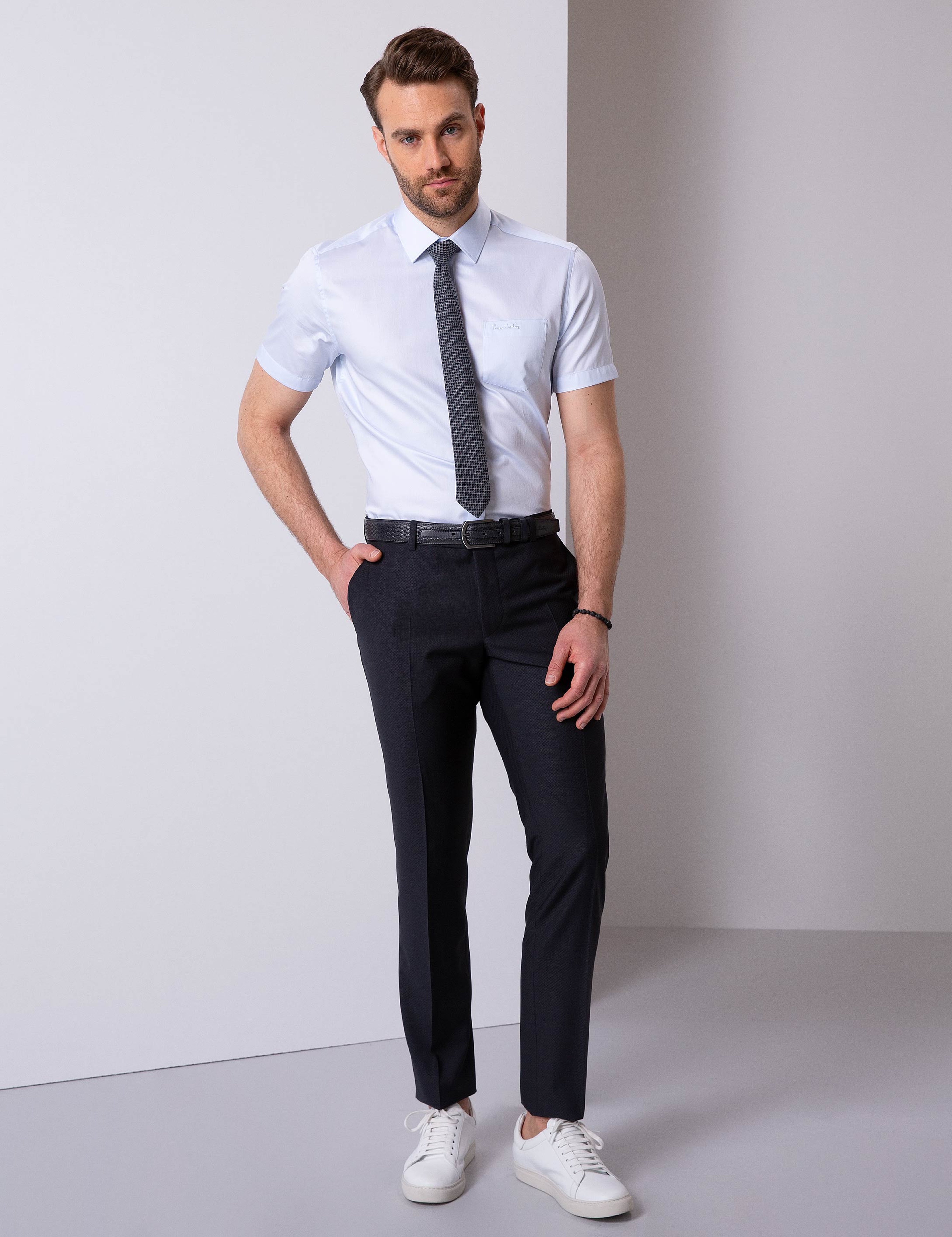 Açık Mavi Regular Fit Kısa Kollu Gömlek - Image 2