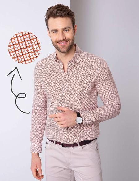 Turuncu Slim Fit Uzun Kollu Gömlek - 50204569010