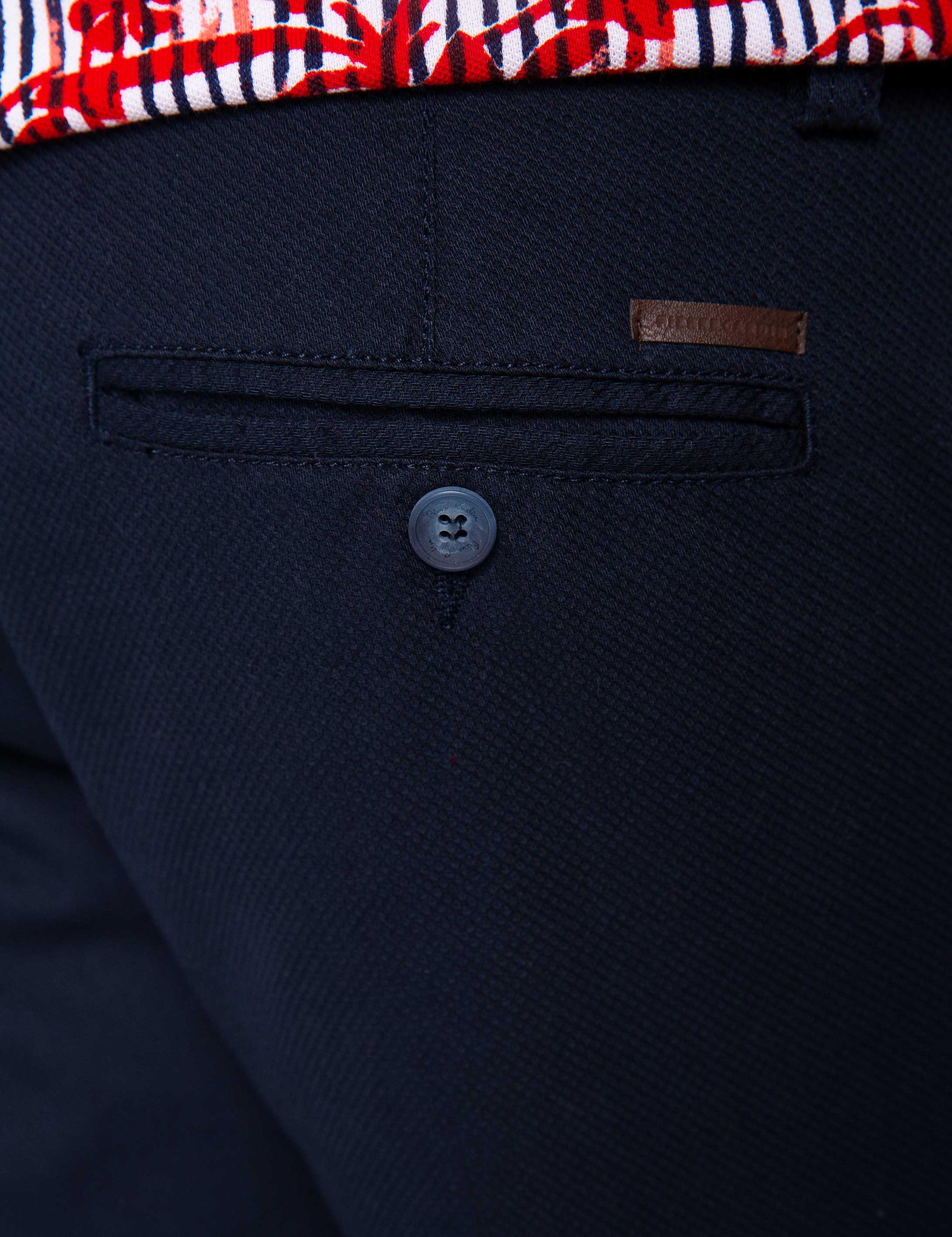 Lacivert Slim Fit Dokuma Şort