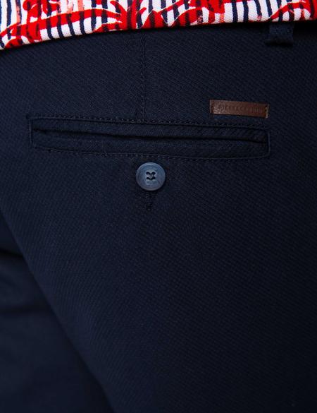 Lacivert Slim Fit Dokuma Şort - 50204584004