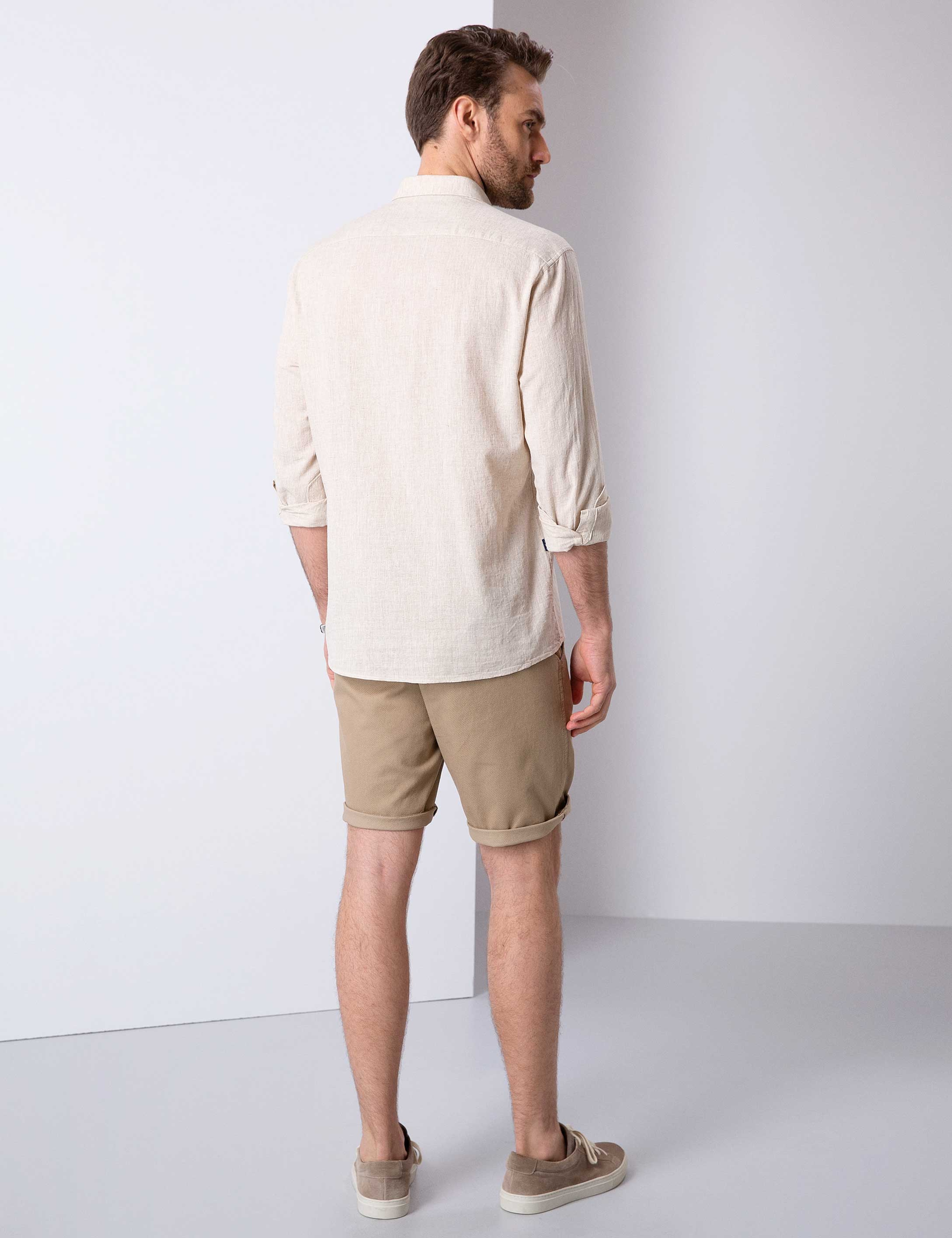 Camel Slim Fit Bermuda Şort