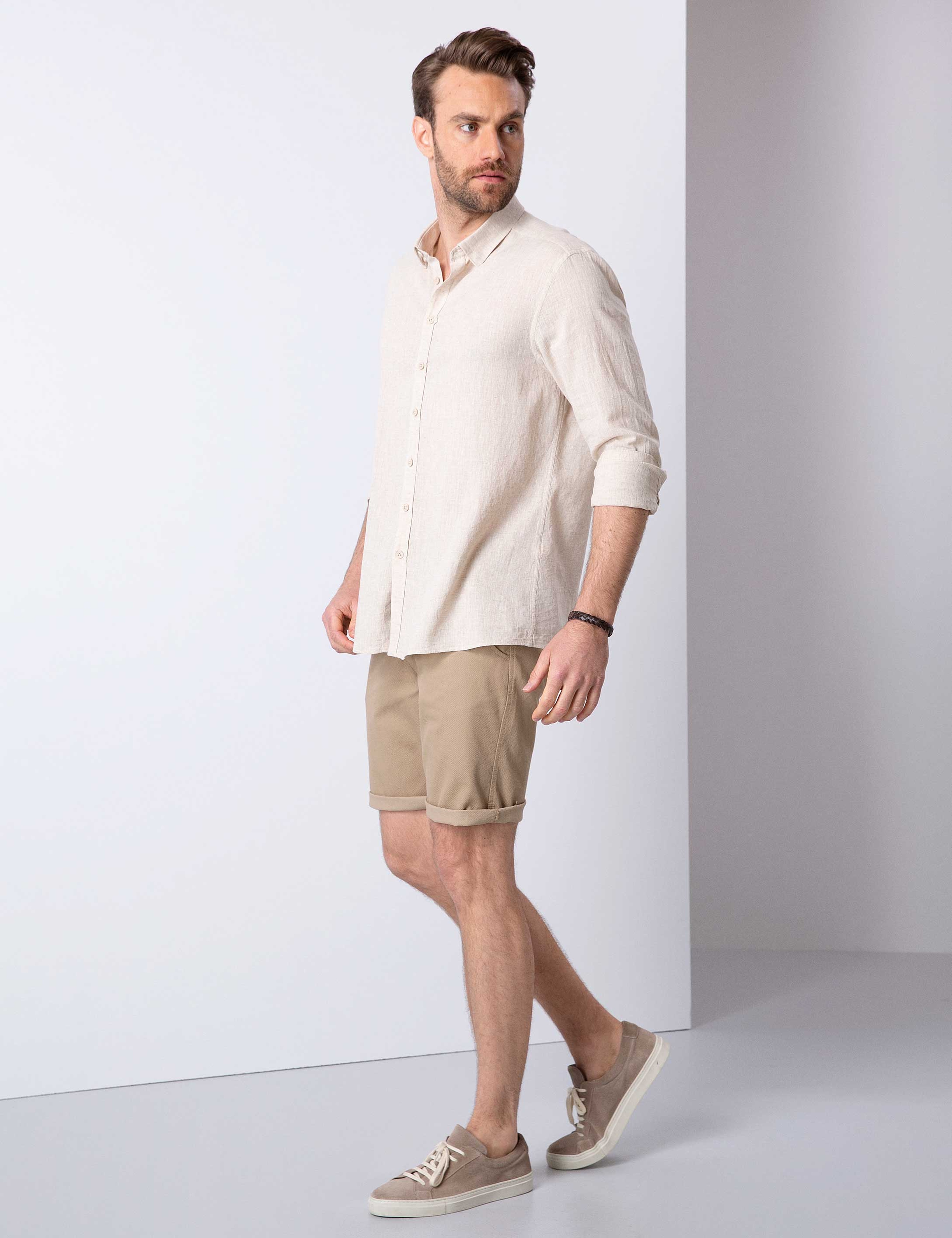 Camel Slim Fit Bermuda Şort - Image 2