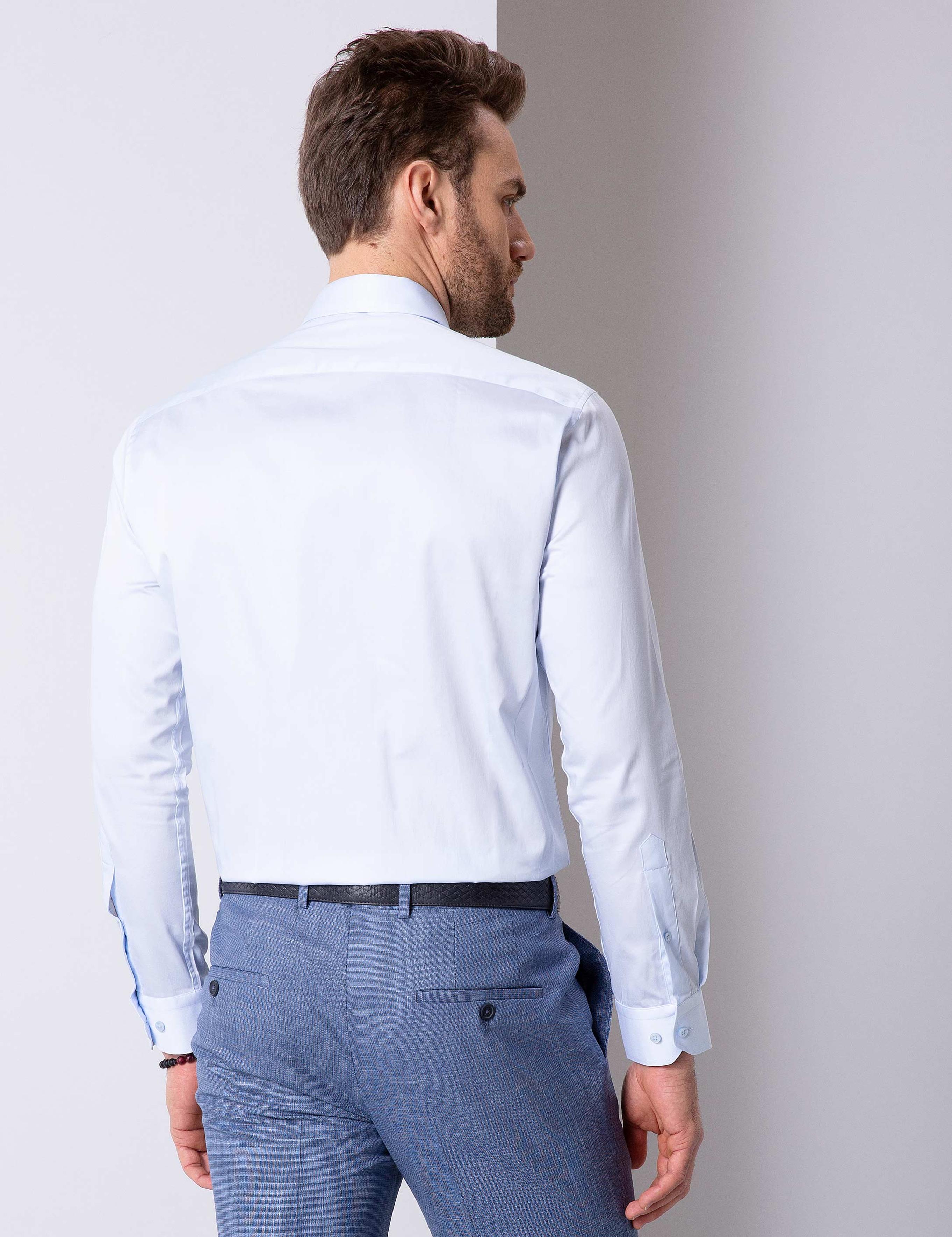 Açık Mavi Regular Fit Uzun Kollu Basic Gömlek