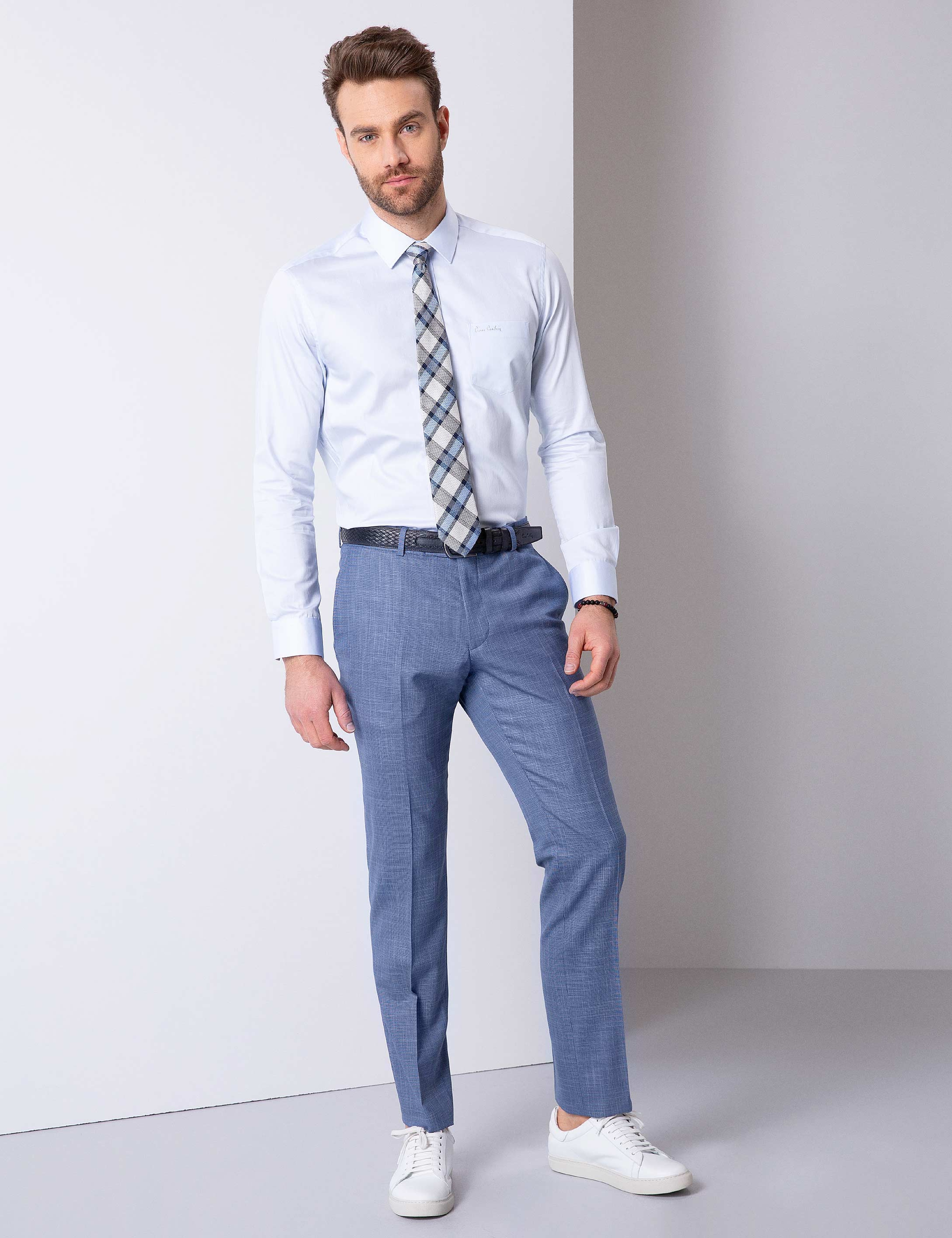 Açık Mavi Regular Fit Uzun Kollu Basic Gömlek - Image 2