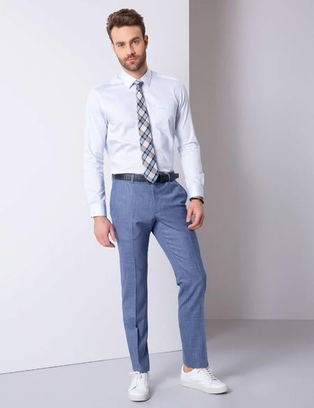 Açık Mavi Regular Fit Uzun Kollu Basic Gömlek - 50204592007