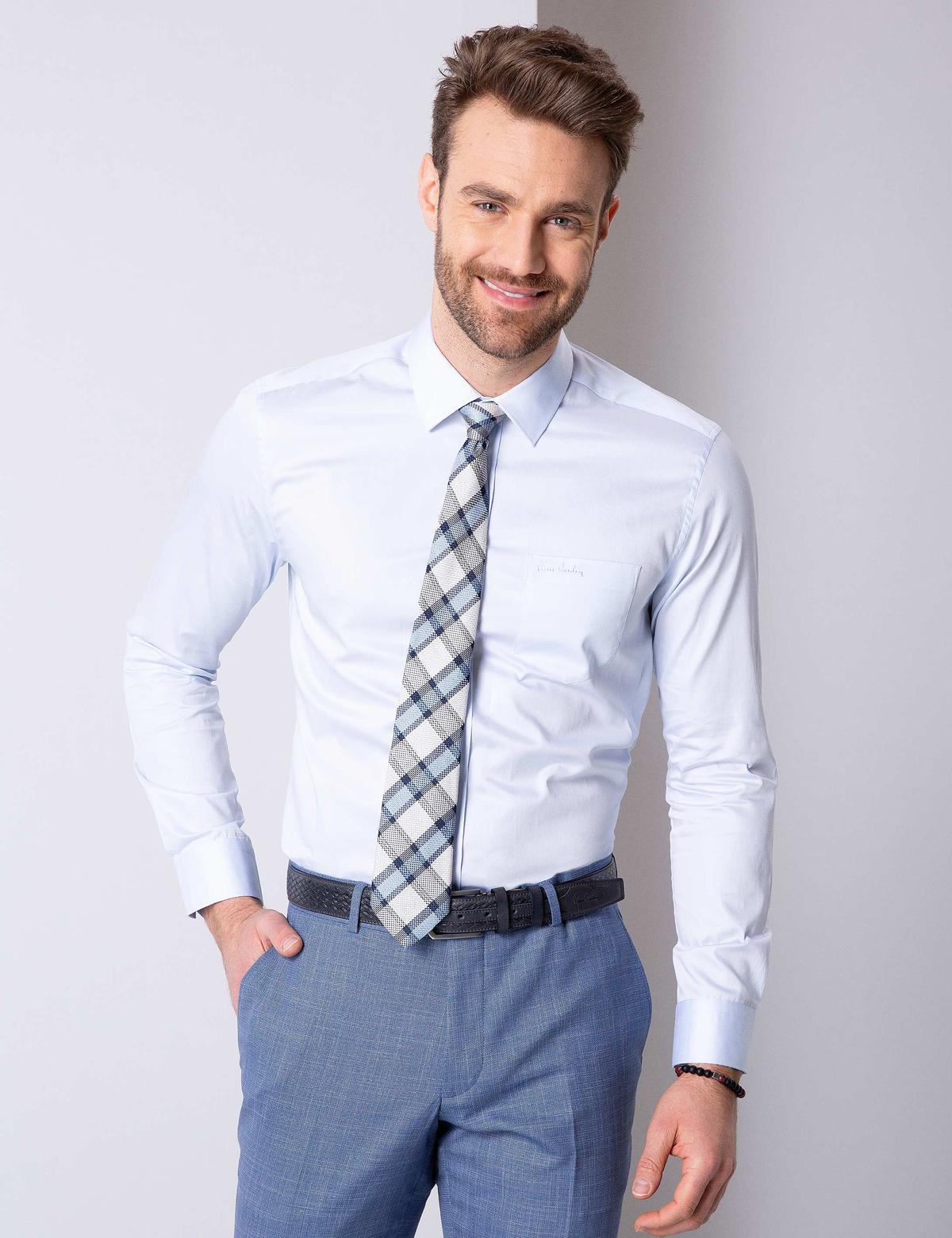 Açık Mavi Regular Fit Uzun Kollu Basic Gömlek