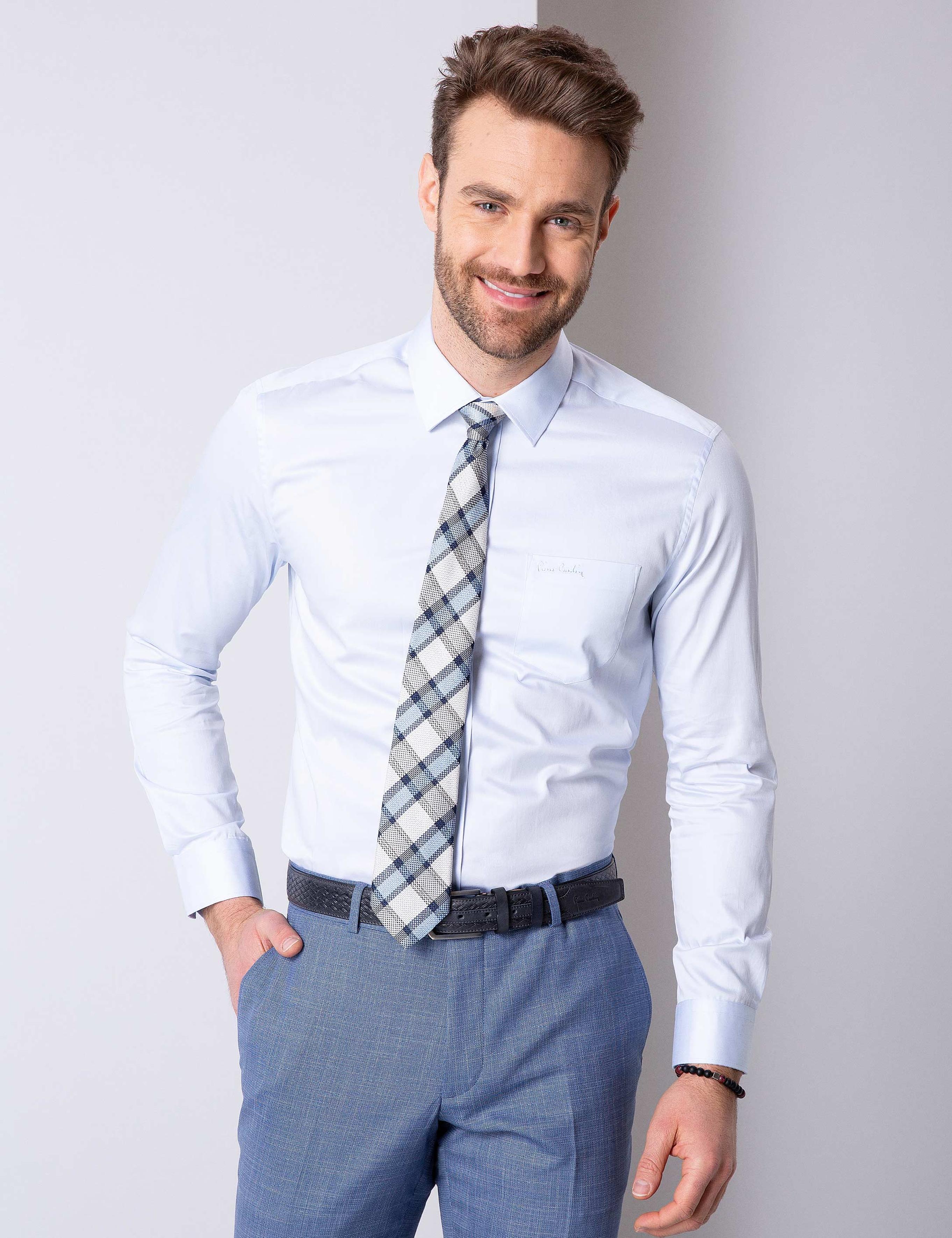 Açık Mavi Regular Fit Uzun Kollu Basic Gömlek