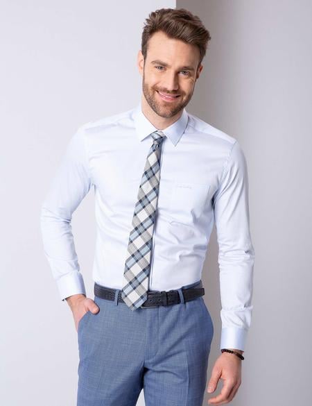 Açık Mavi Regular Fit Uzun Kollu Basic Gömlek - 50204592007