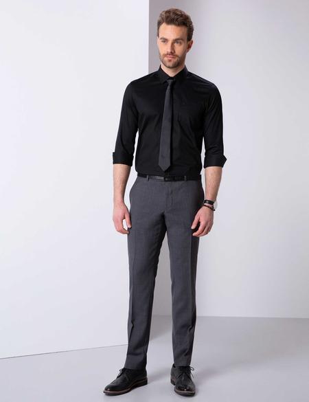 Siyah Regular Fit Uzun Kollu Klasik Gömlek - 50204592016