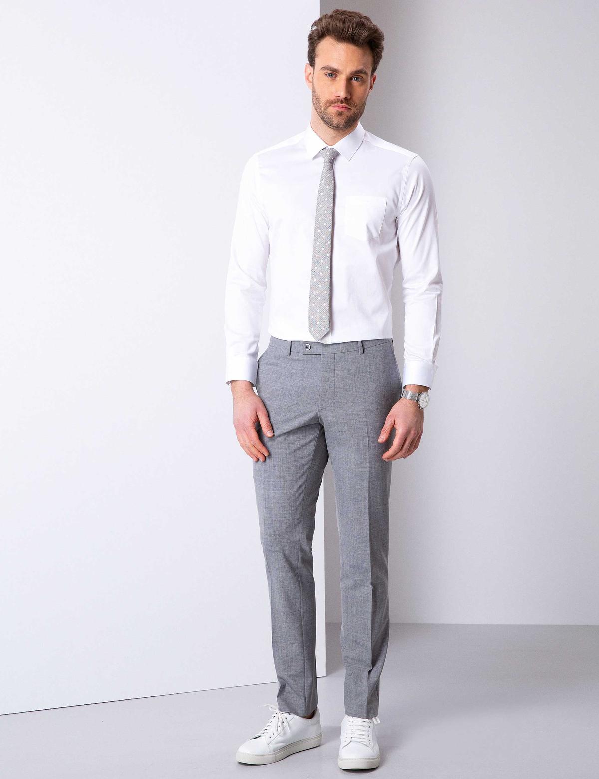 Beyaz Regular Fit Uzun Kollu Basic Gömlek - 50204592025