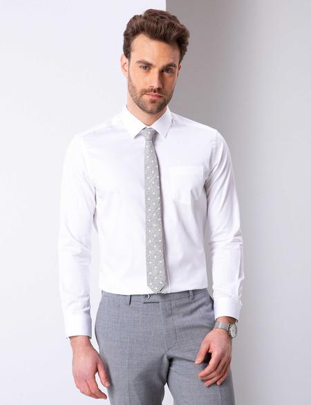 Beyaz Regular Fit Uzun Kollu Basic Gömlek - 50204592025