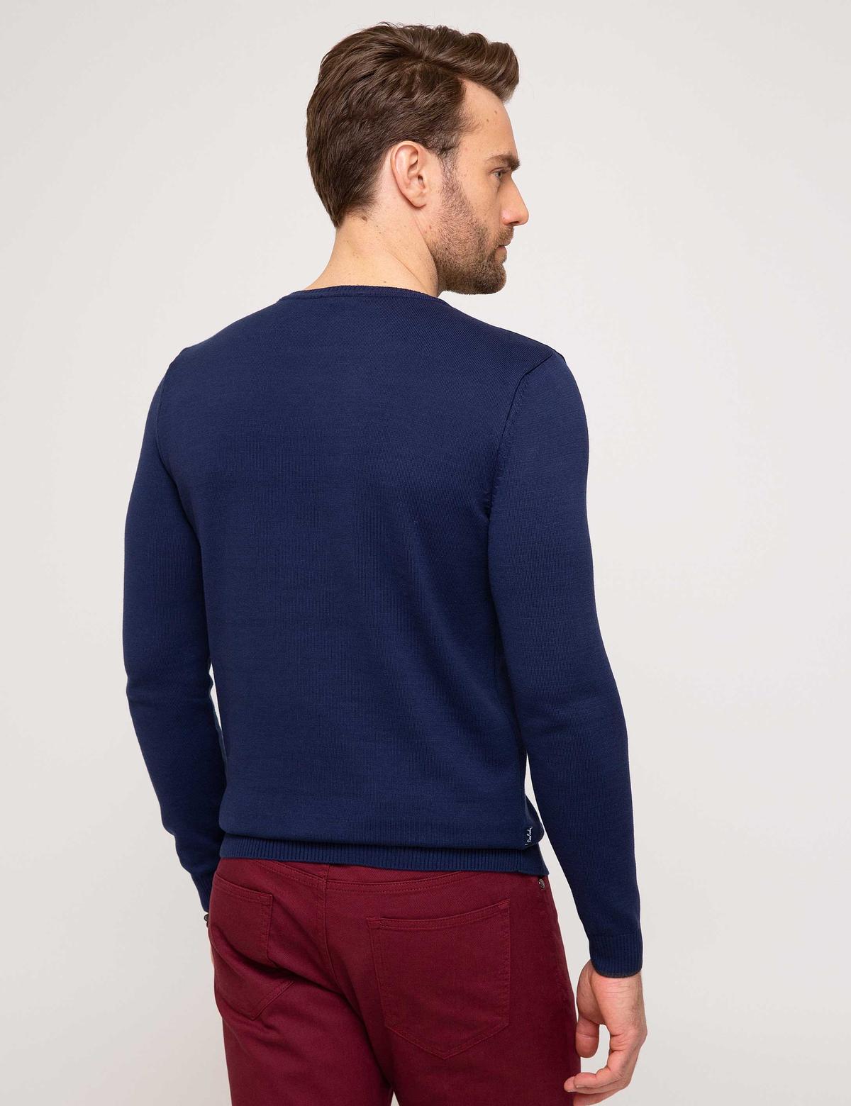 Lacivert Slim Fit Bisiklet Yaka Basic Triko Kazak - 50205304015