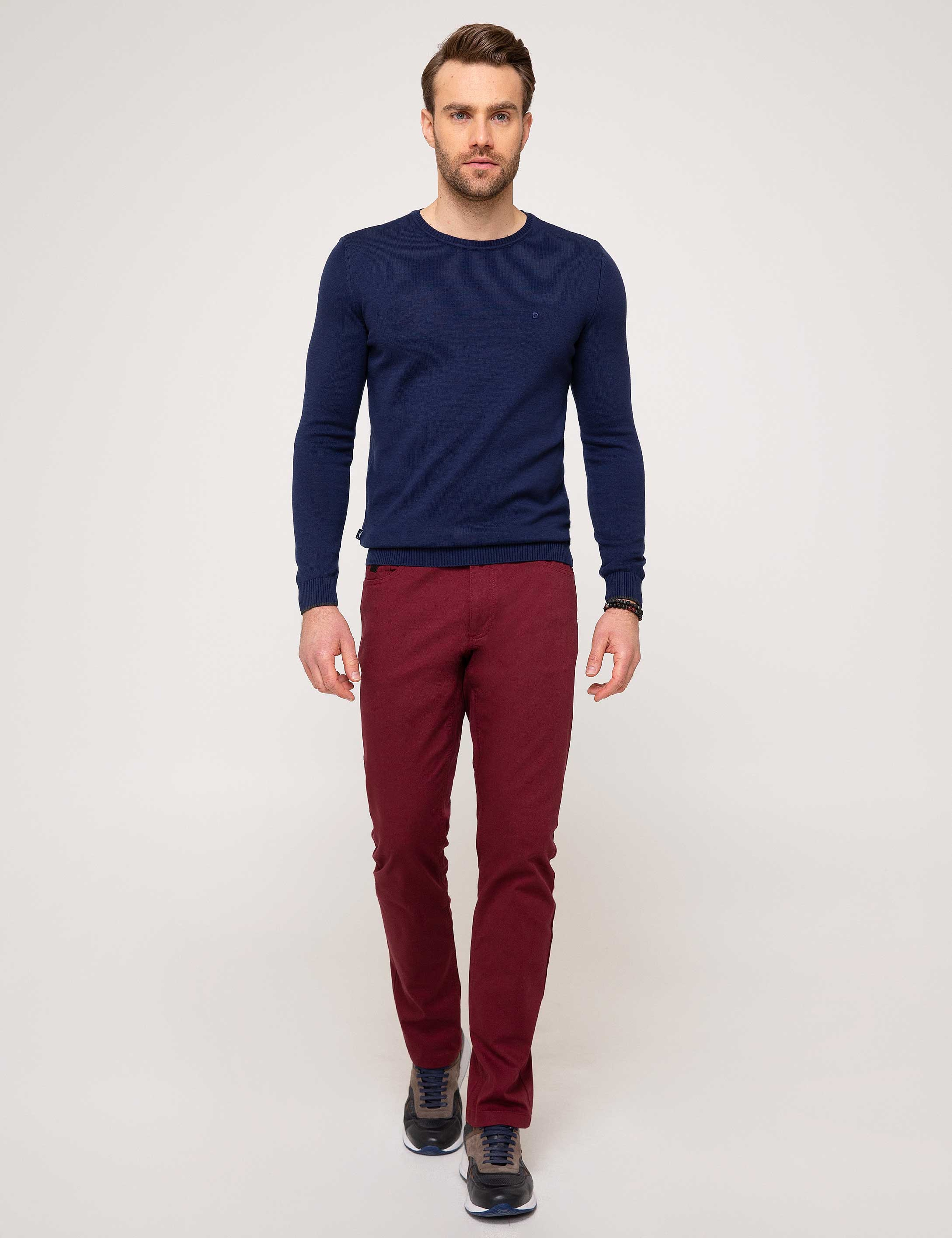 Lacivert Slim Fit Bisiklet Yaka Basic Triko Kazak