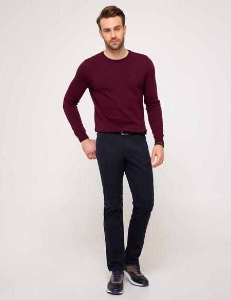 Bordo Slim Fit Bisiklet Yaka Basic Triko Kazak - 50205304025