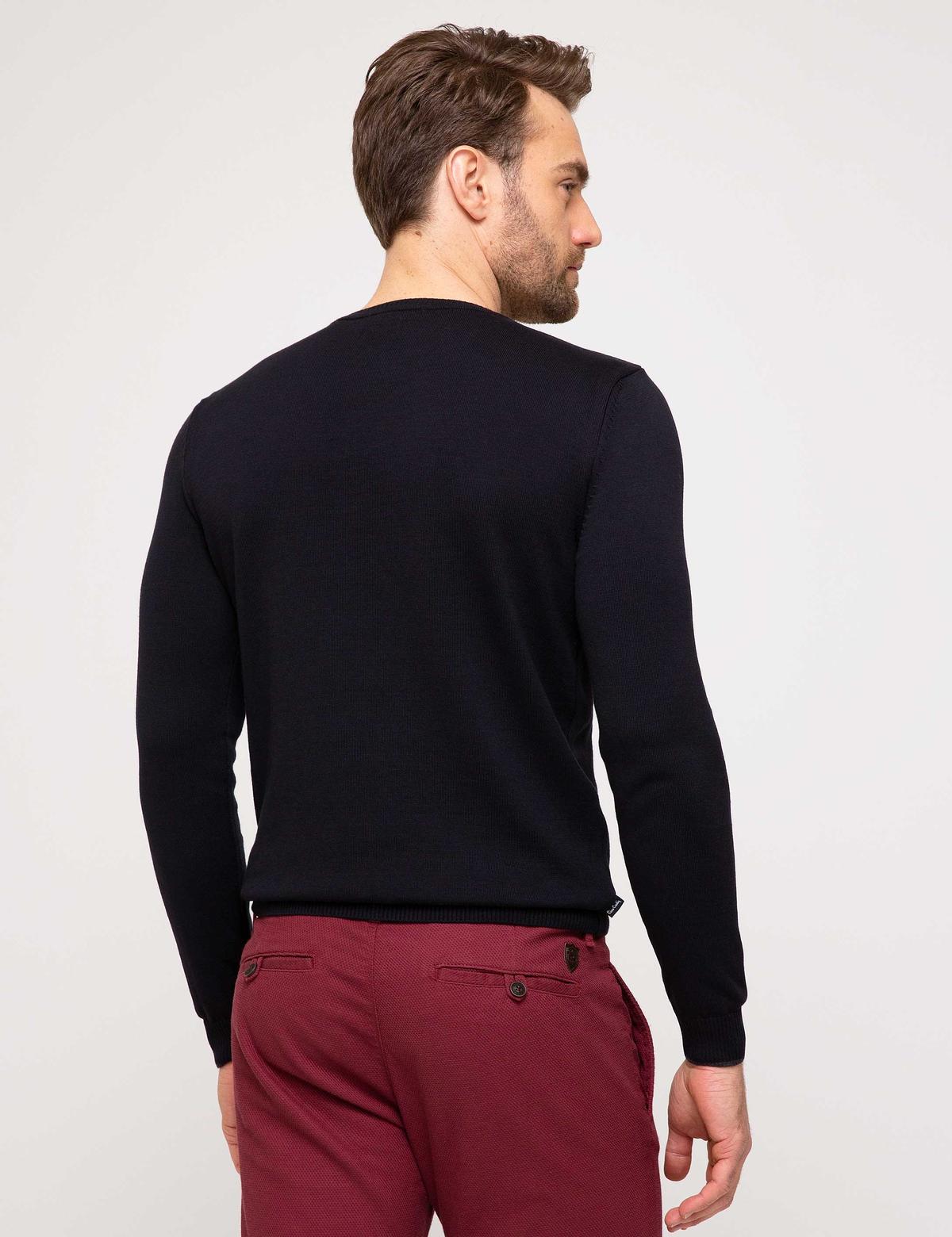 Siyah Slim Fit Bisiklet Yaka Basic Triko Kazak - 50205304005