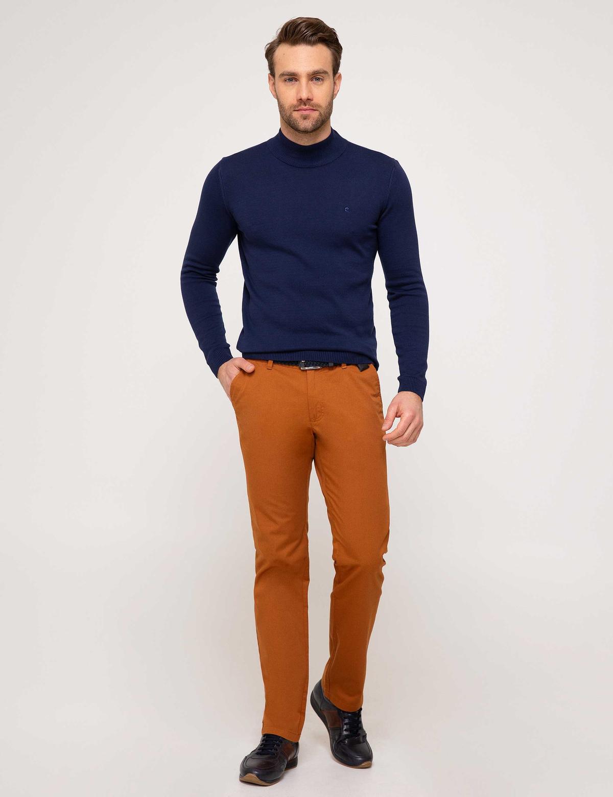 Lacivert Slim Fit Yarım Balıkçı Yaka Basic Triko Kazak - 50205305021