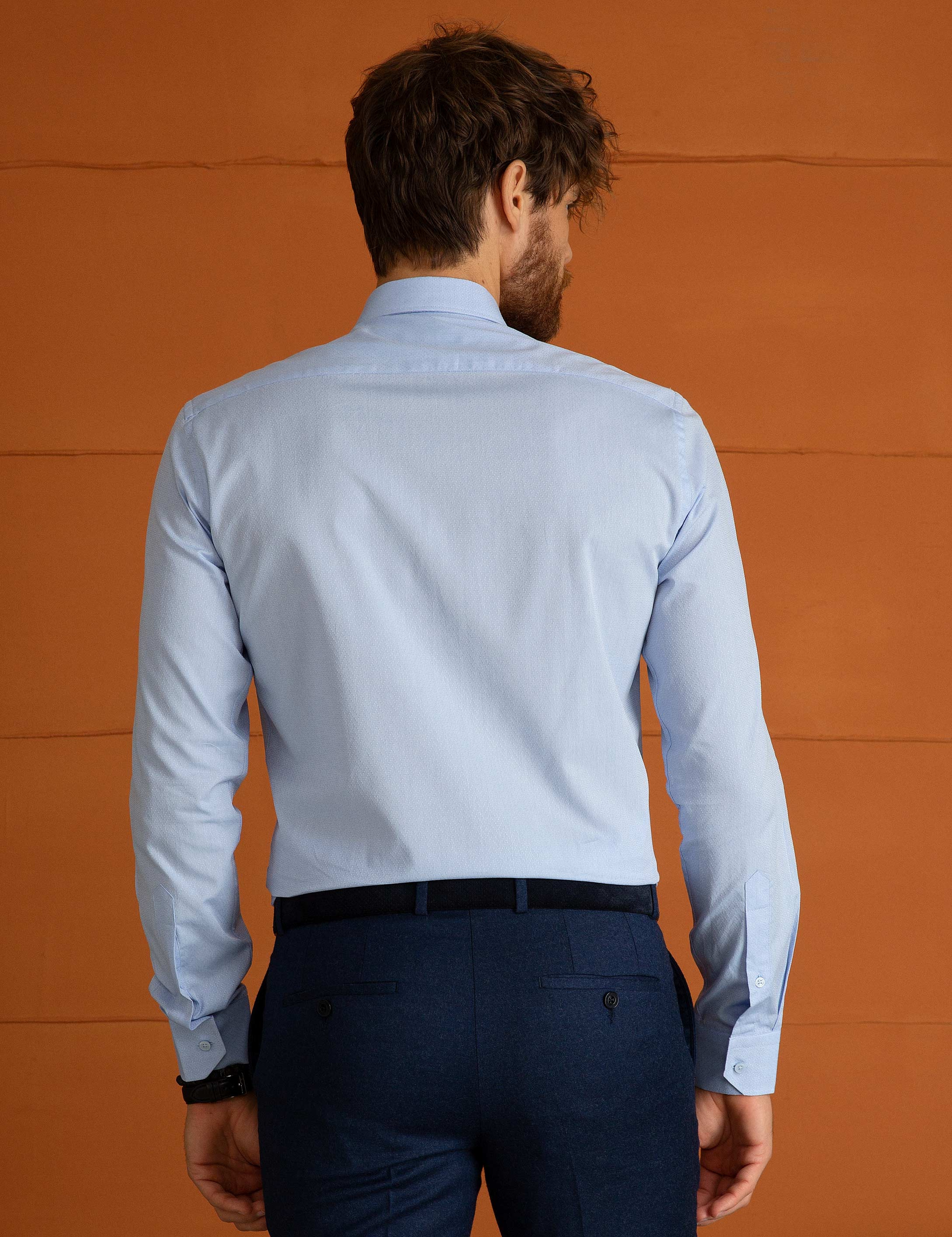 Açık Mavi Slim Fit Gömlek - Image 3
