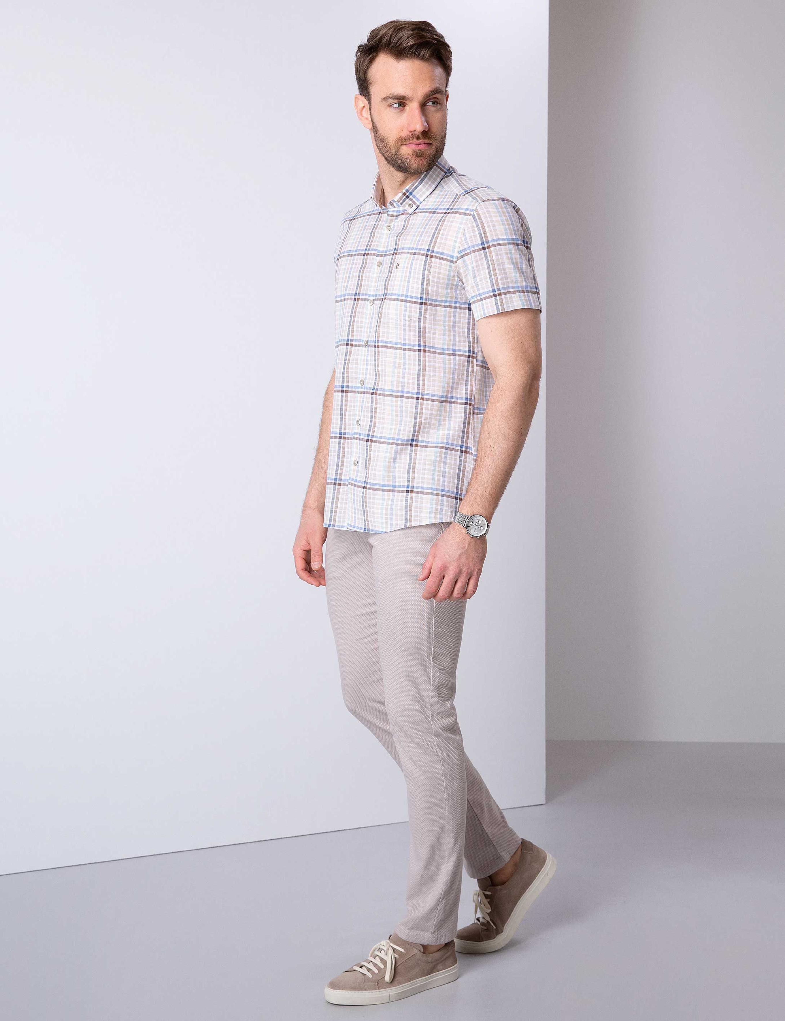 Bej Slim Fit Chino Pantolon