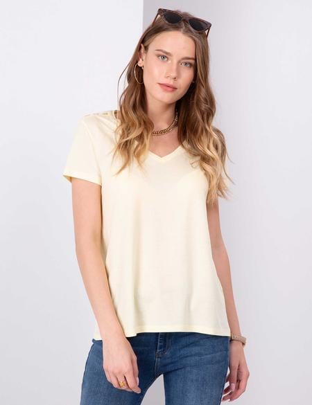 Açık Sarı Standart Fit Tişört - 50206155010