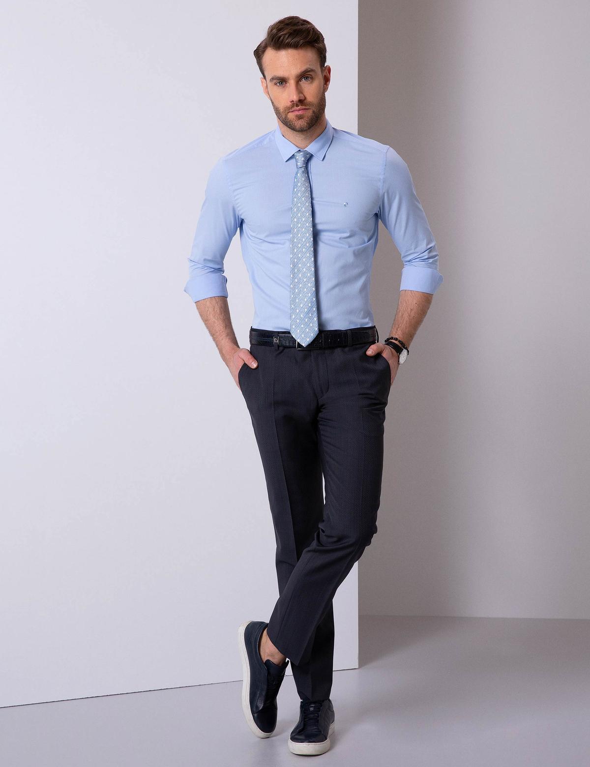 Açık Mavi Slim Fit Uzun Kollu Gömlek - 50206158005