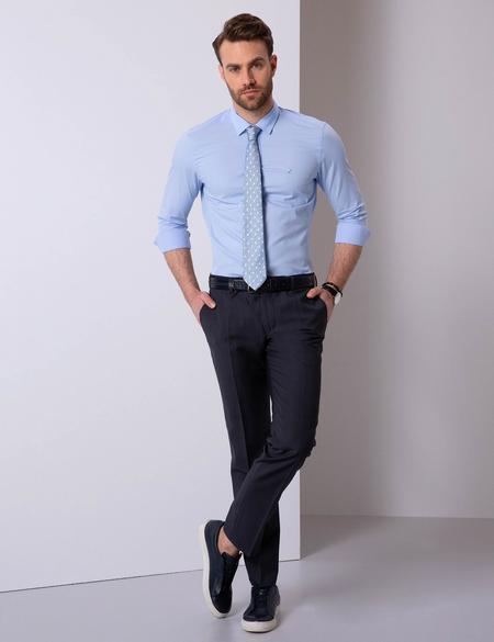 Açık Mavi Slim Fit Uzun Kollu Gömlek - 50206158005