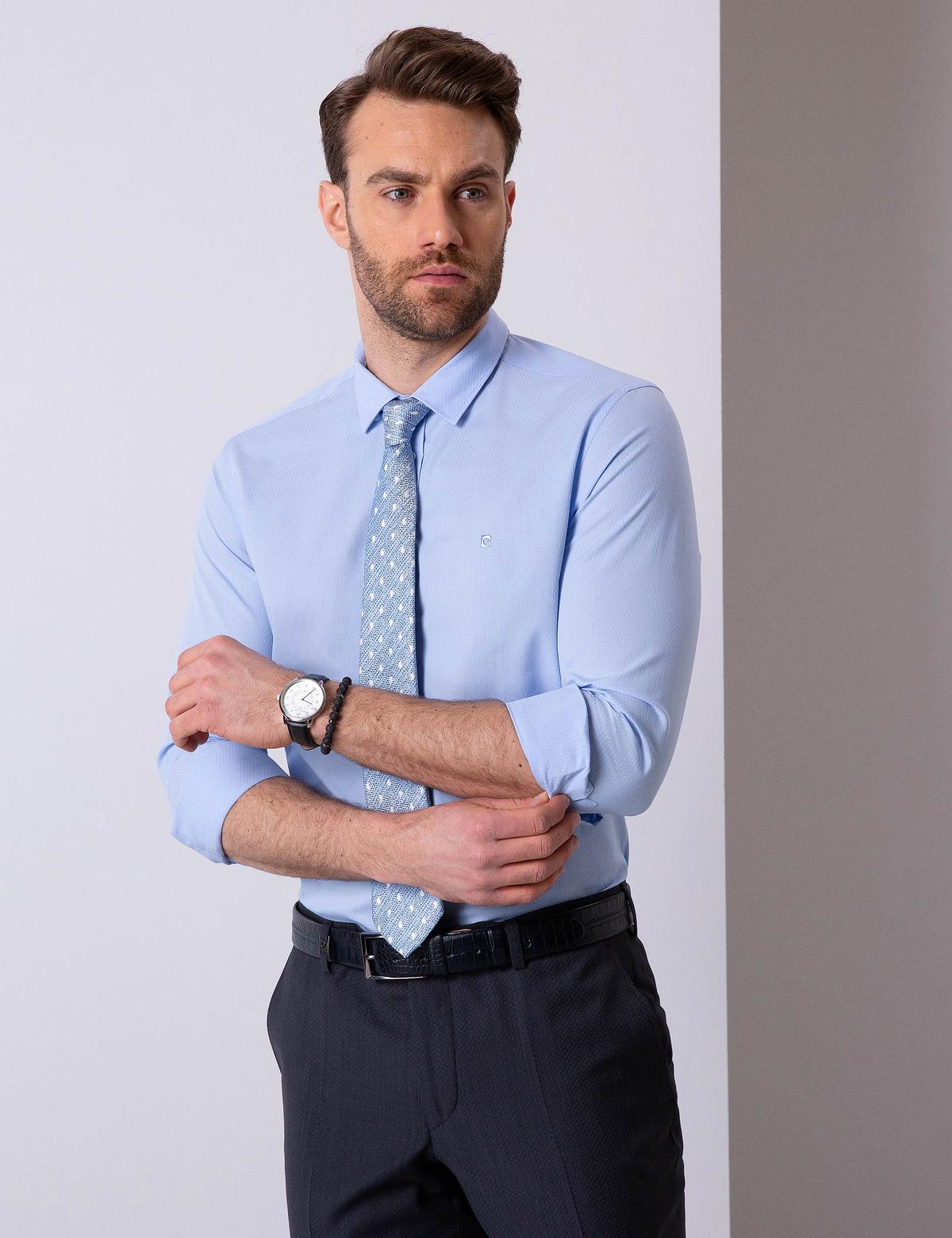 Açık Mavi Slim Fit Uzun Kollu Gömlek