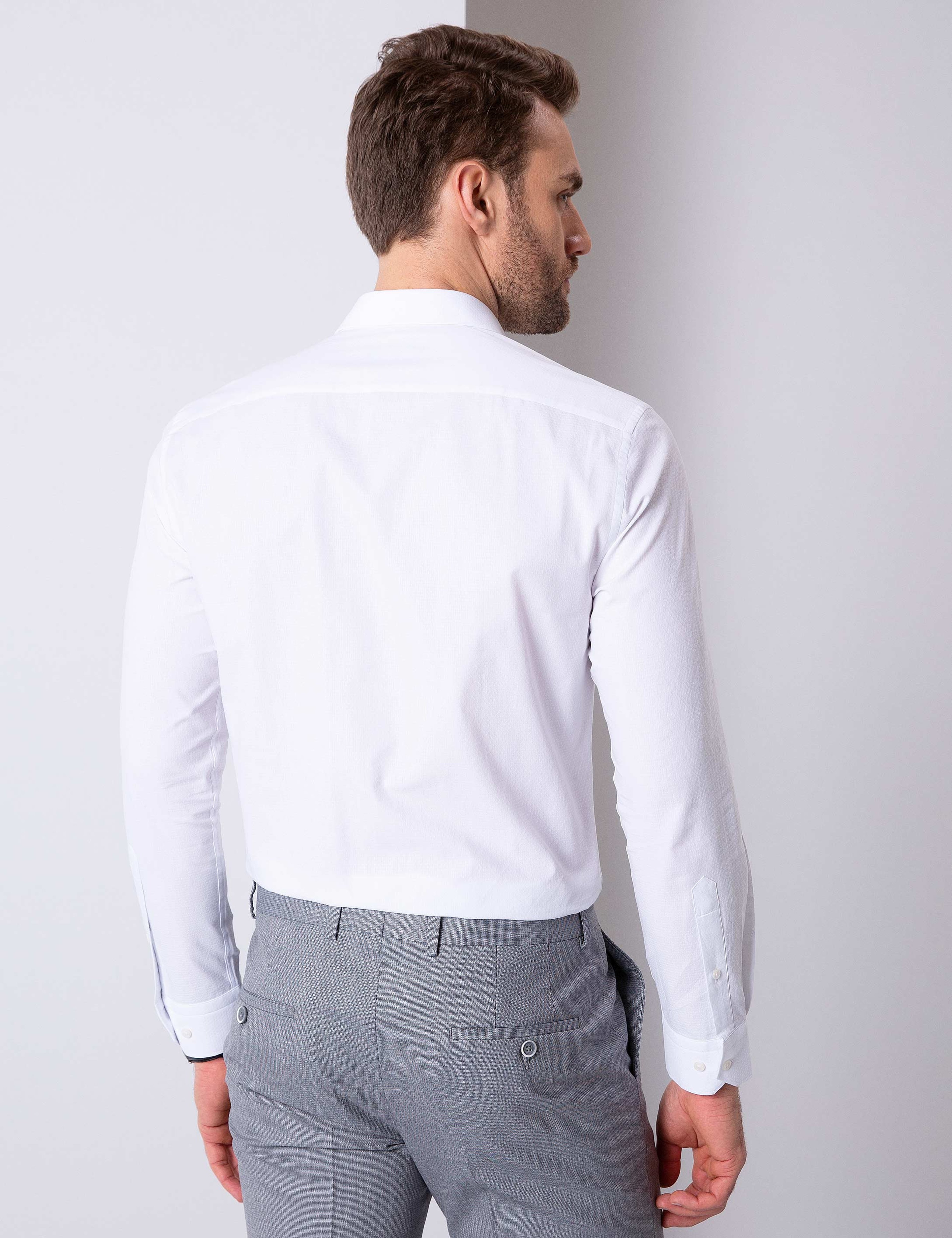 Beyaz Slim Fit Uzun Kollu Gömlek - Image 3