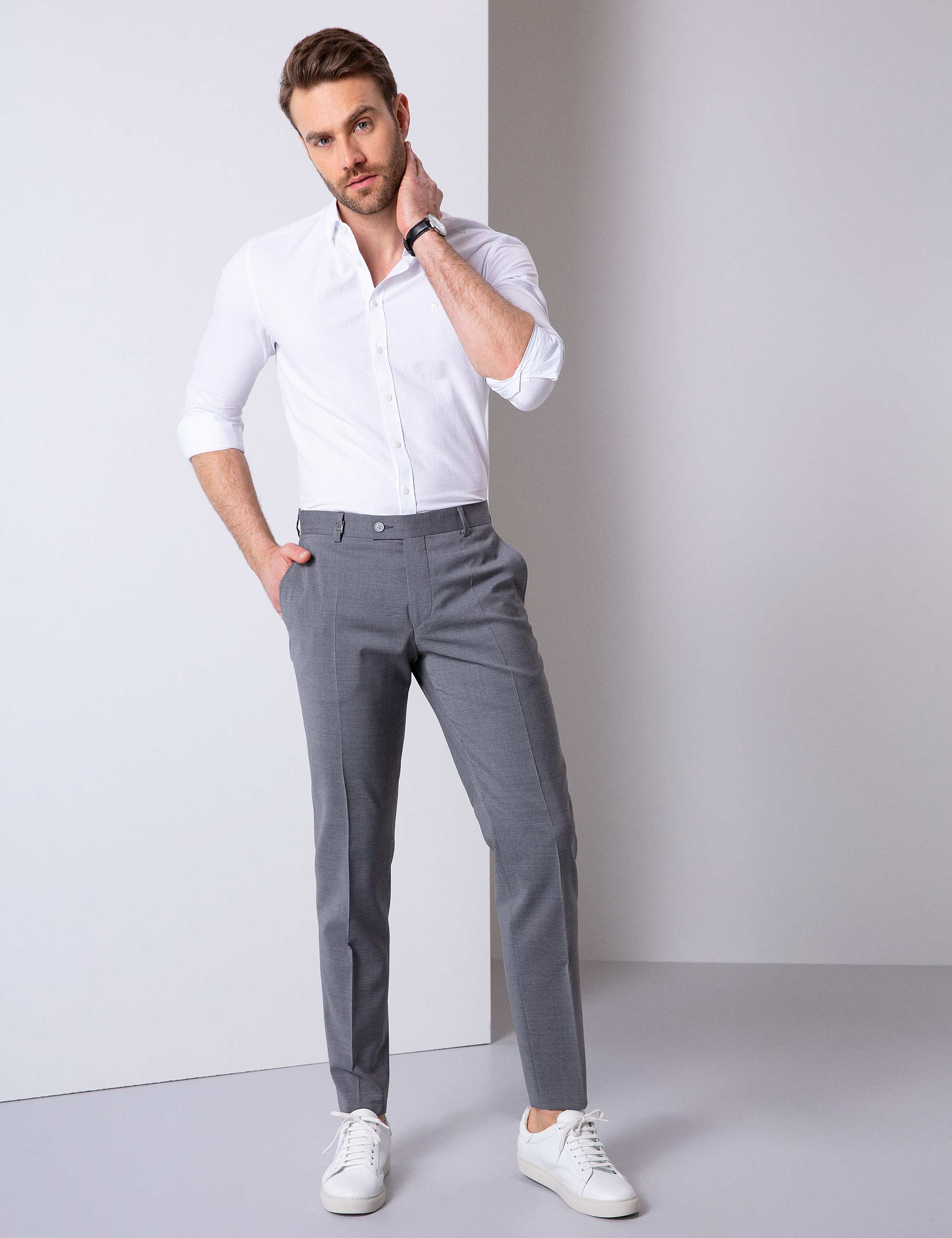 Beyaz Slim Fit Gömlek - Image 2