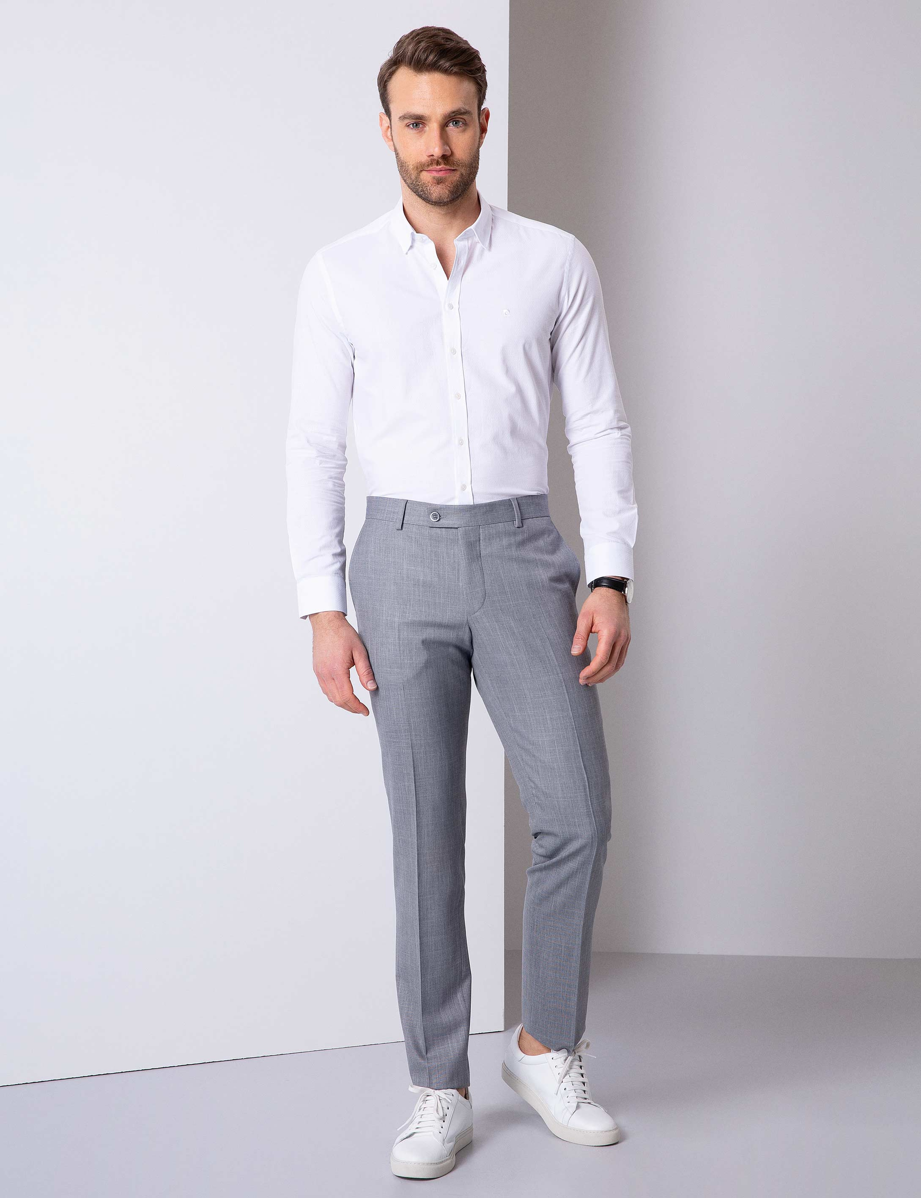 Beyaz Slim Fit Uzun Kollu Gömlek - Image 2
