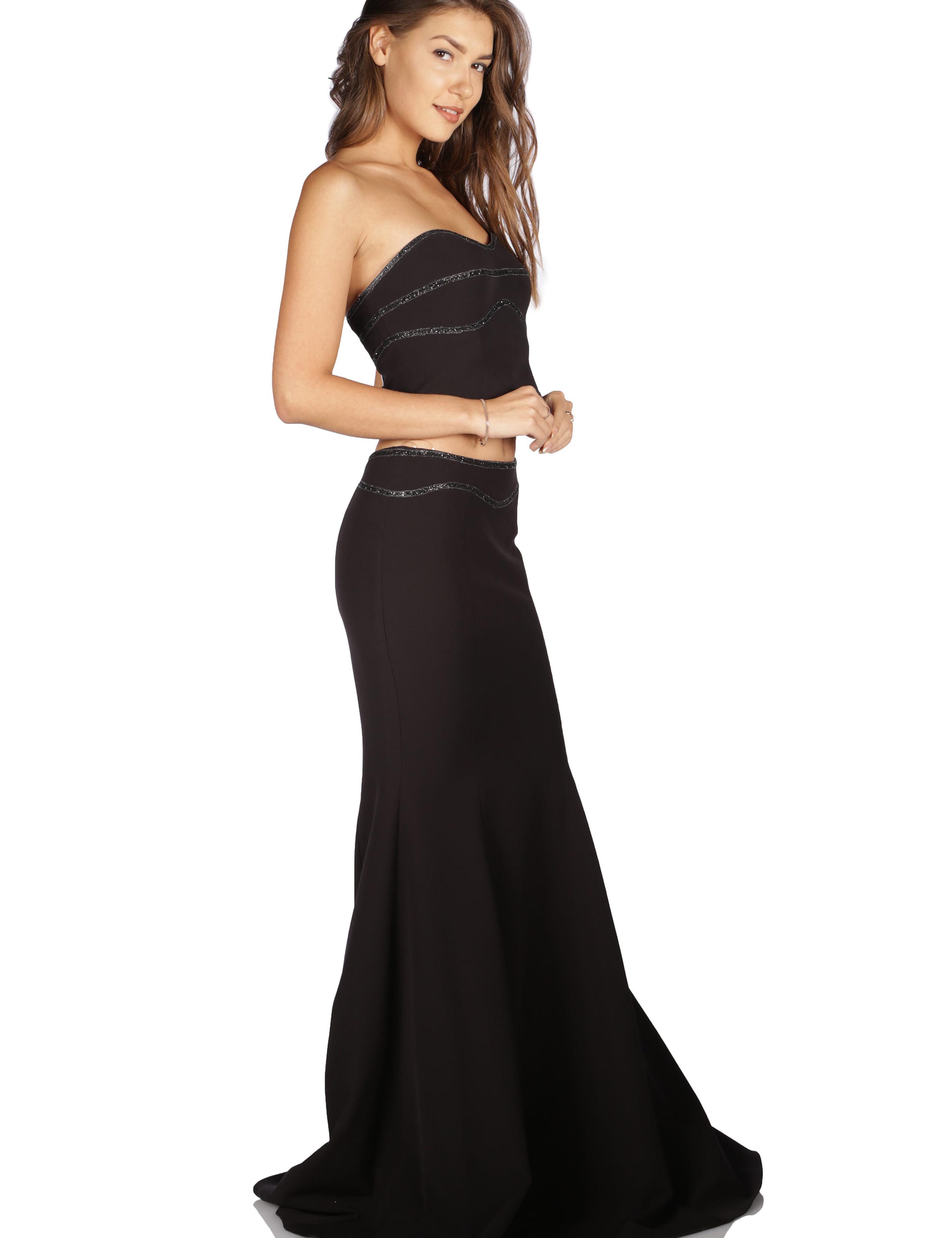 SIYAH İkili Takım Balık Abiye Elbise