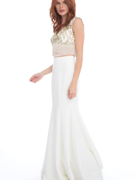 BEYAZ İkili Takım Balık Abiye Elbise - 50213095001