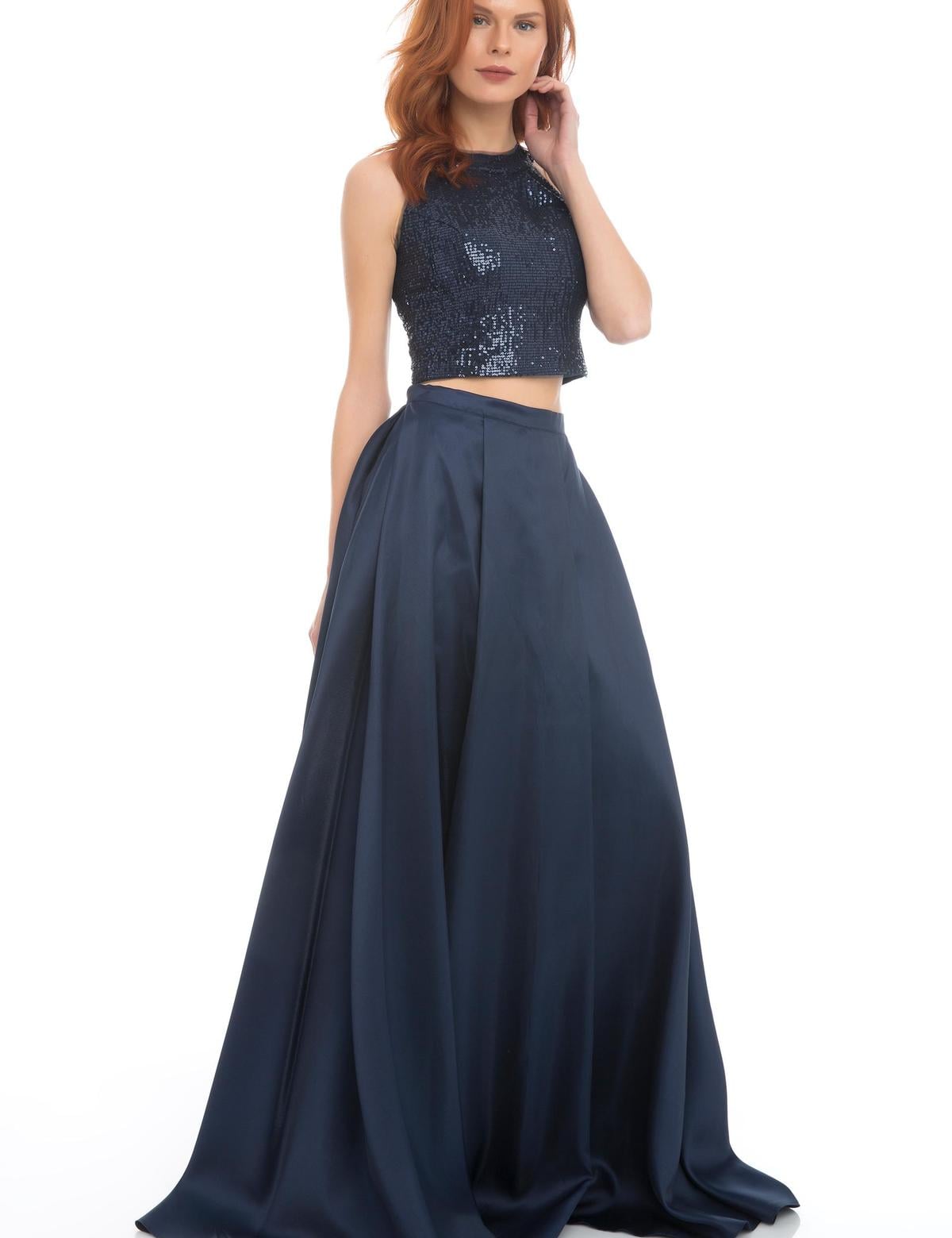 LACIVERT İkili Takım Balık Abiye Elbise - 50213104001