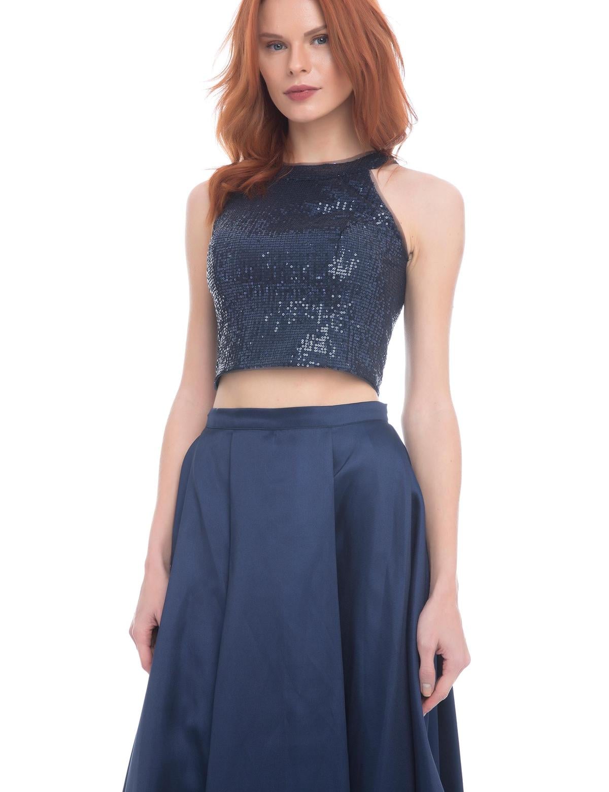 LACIVERT İkili Takım Balık Abiye Elbise - 50213104001