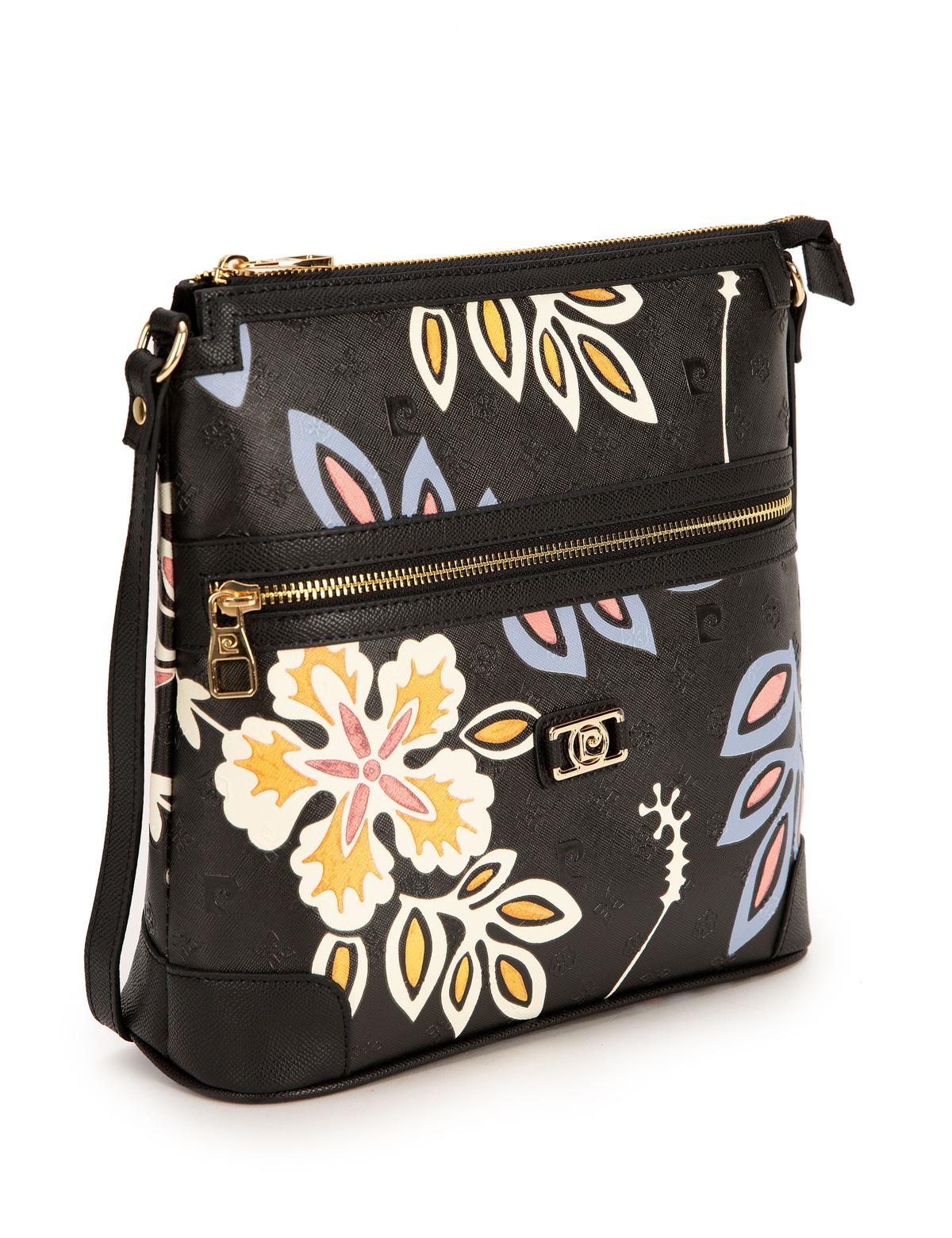 Siyah Çiçek Desenli Çapraz Çanta - 50221320002