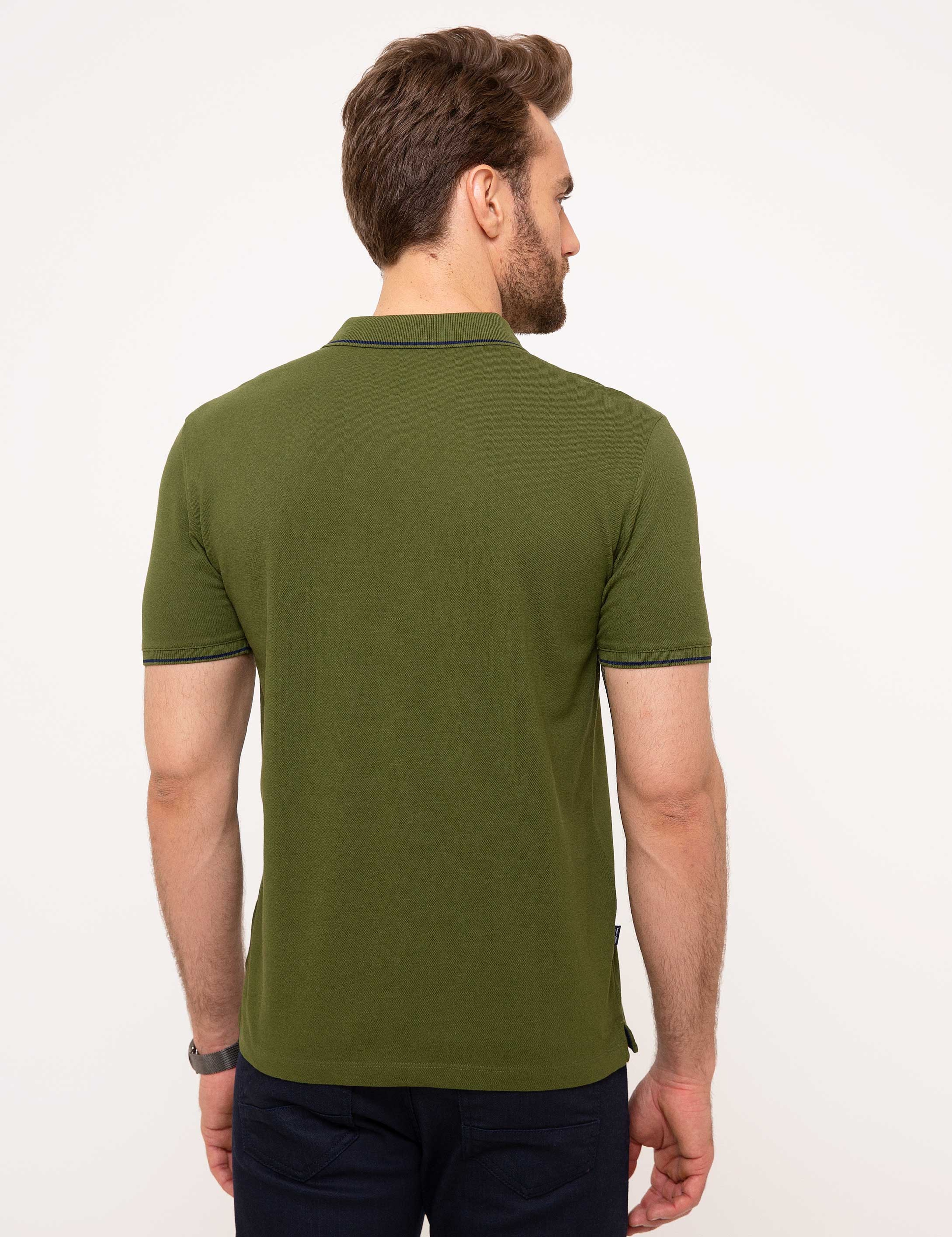 Yeşil Slim Fit Polo Yaka T-Shirt - Image 3
