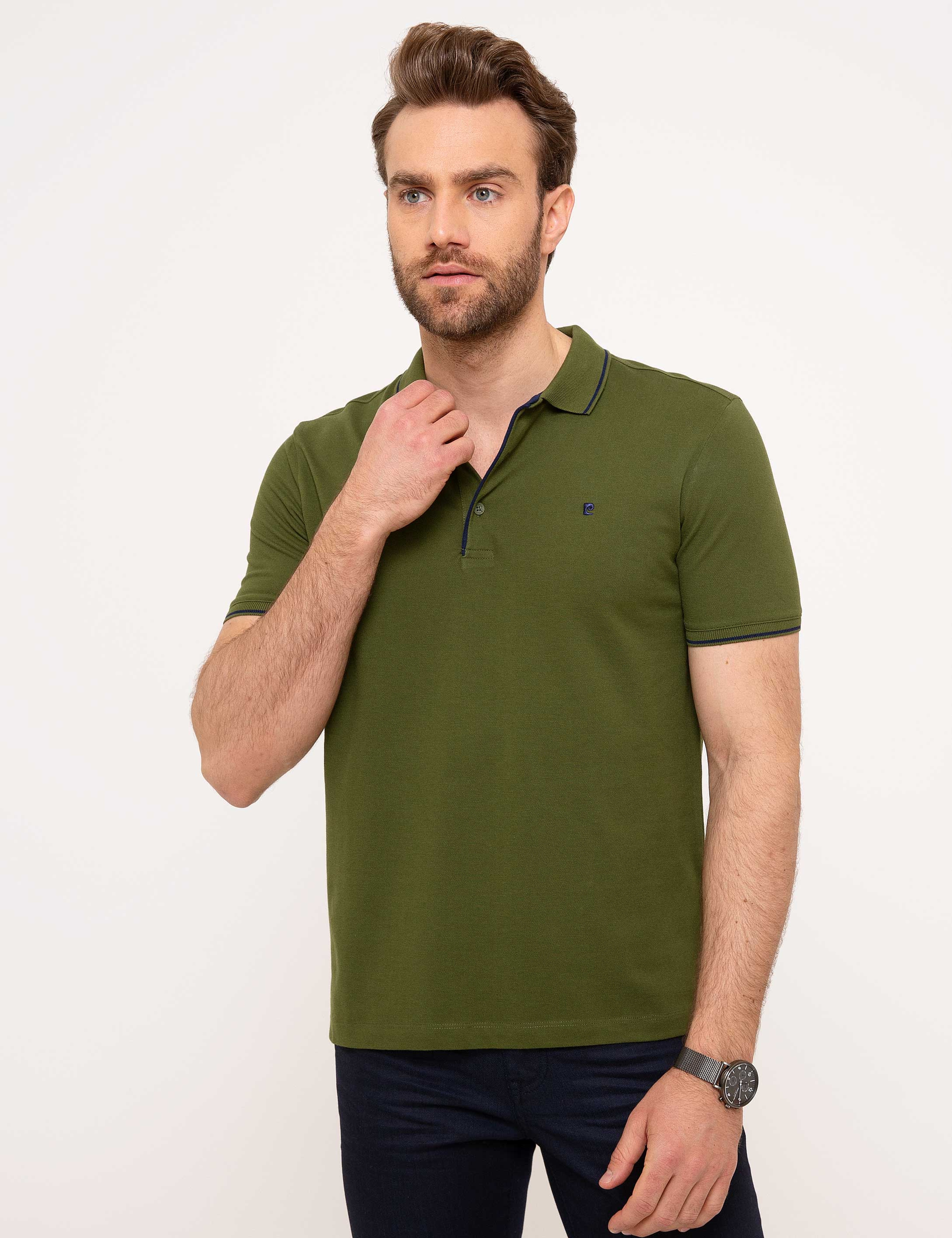 Yeşil Slim Fit Polo Yaka T-Shirt - Image 2