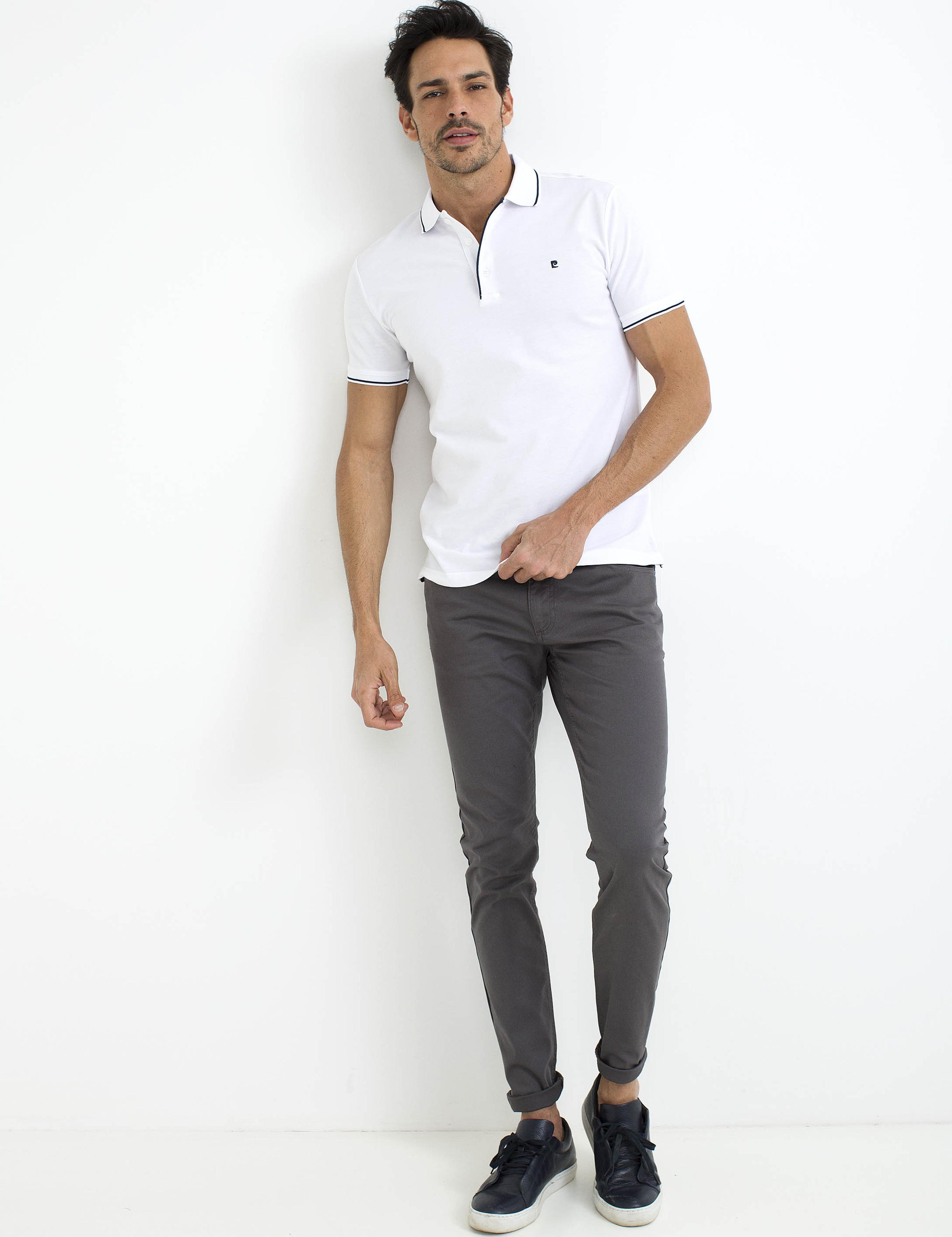 Beyaz Slim Fit Polo Yaka T-Shirt