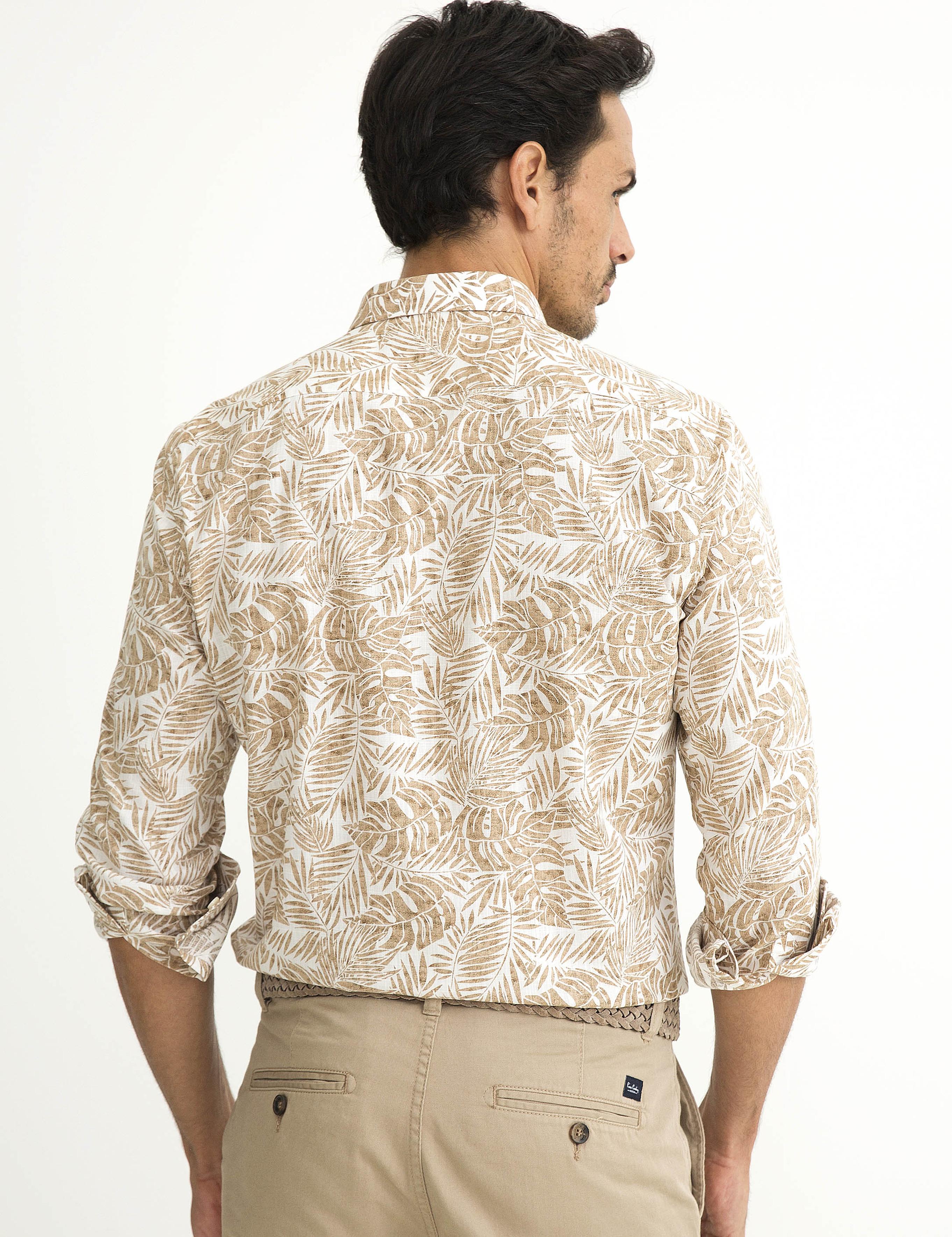 Bej Slim Fit Uzun Kollu Gömlek