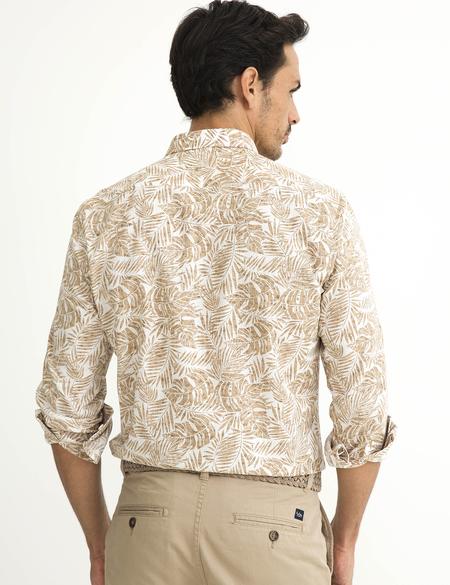 Bej Slim Fit Uzun Kollu Gömlek - 50187444008