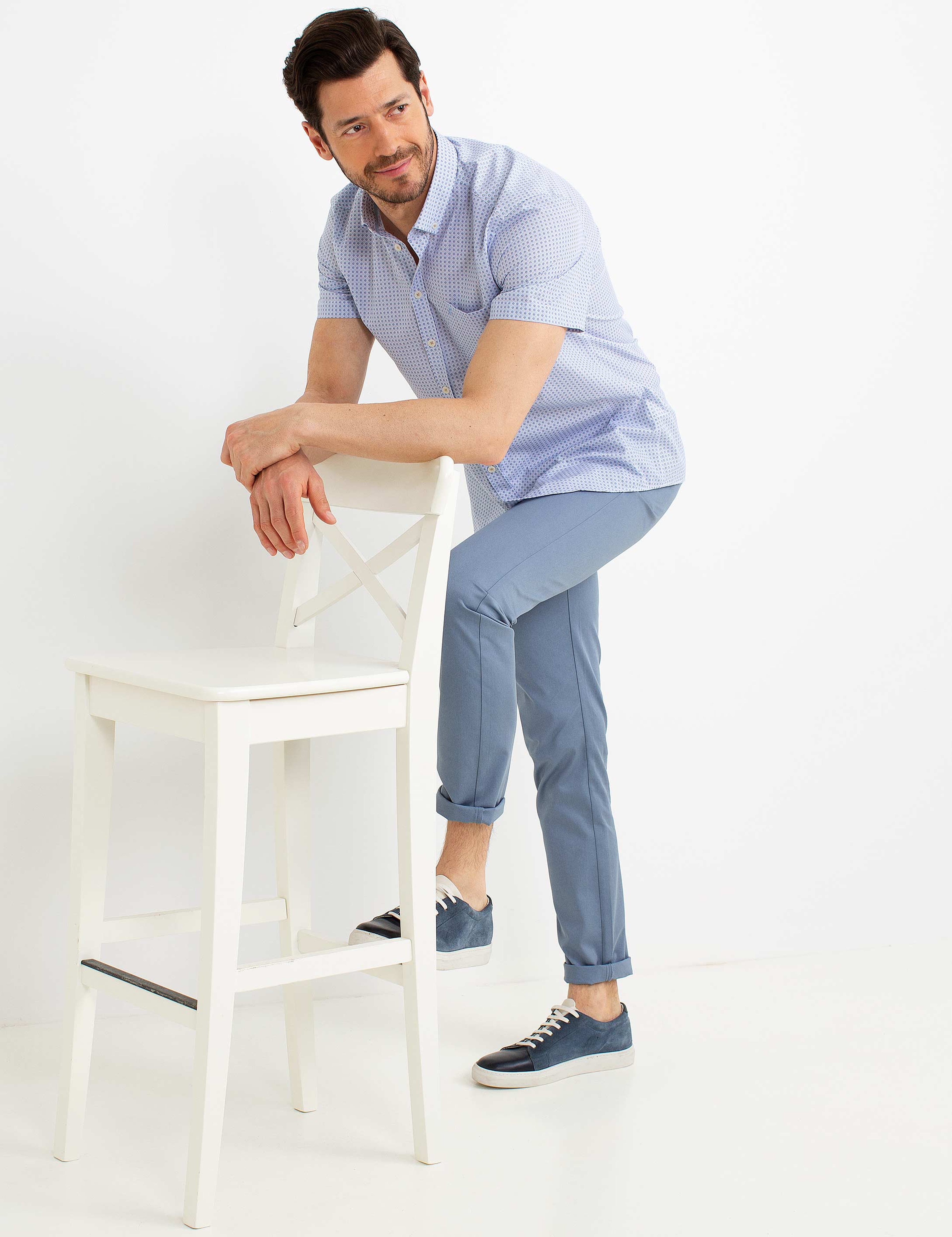 Mavi Regular Fit Kısa Kollu Gömlek - Image 1