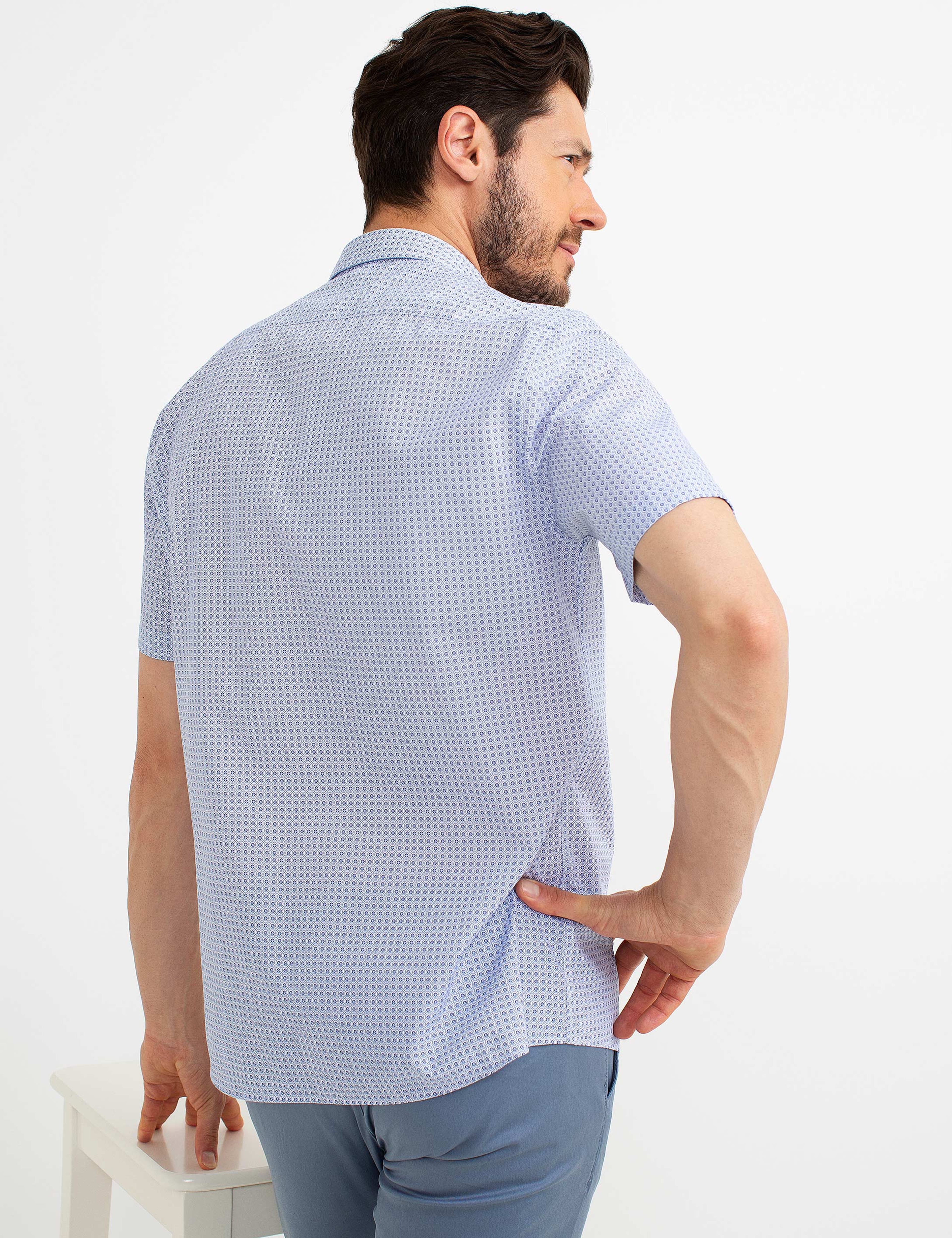 Mavi Regular Fit Kısa Kollu Gömlek - Image 3