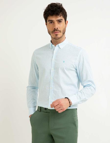 Turkuaz Slim Fit Uzun Kollu Gömlek - 50187451014