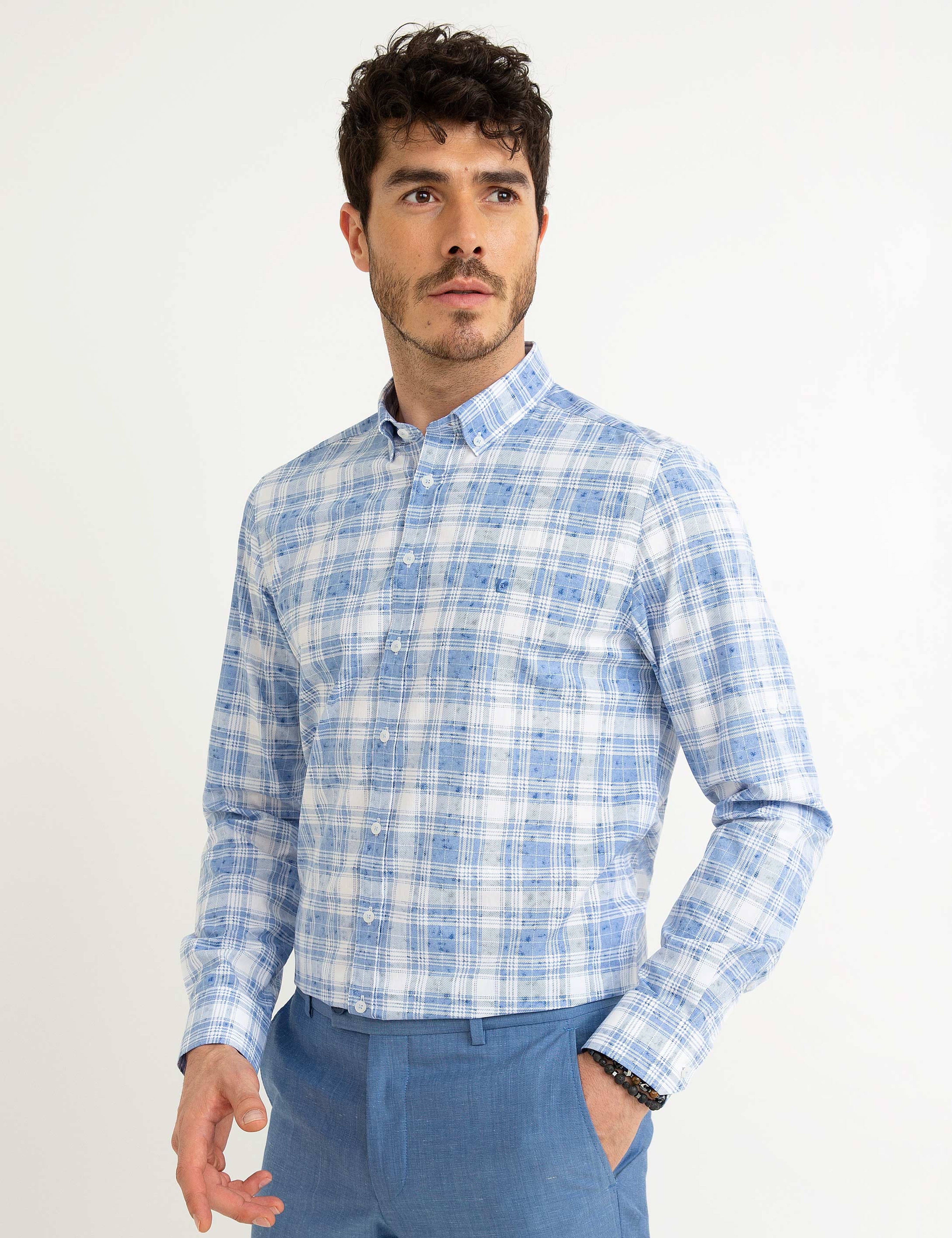 Mavi Slim Fit Gömlek - Image 2