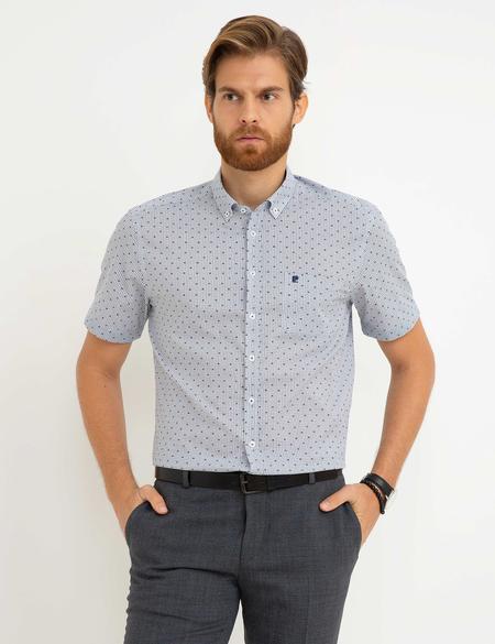 Lacivert Regular Fit Kısakol Gömlek - 50187456006